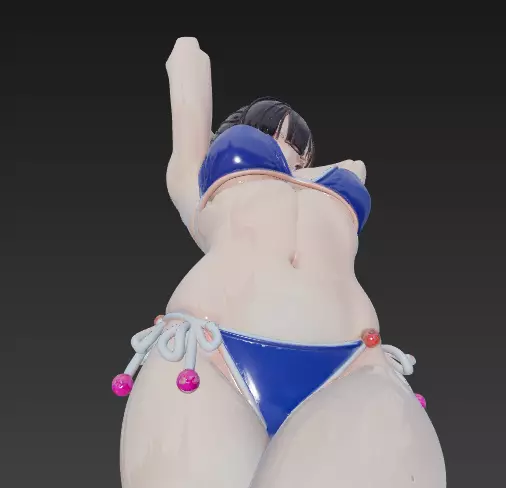 Anime Girl in Blue Bikini at the Beach 3D print model_13
