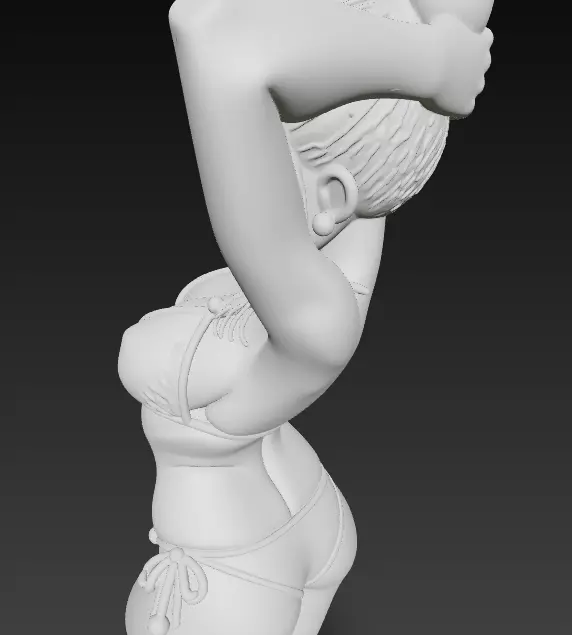 Anime Girl in Blue Bikini at the Beach 3D print model_16