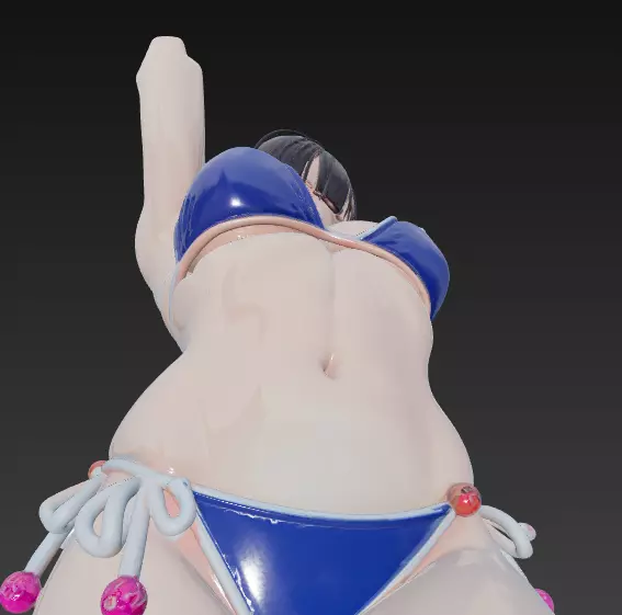 Anime Girl in Blue Bikini at the Beach 3D print model_14