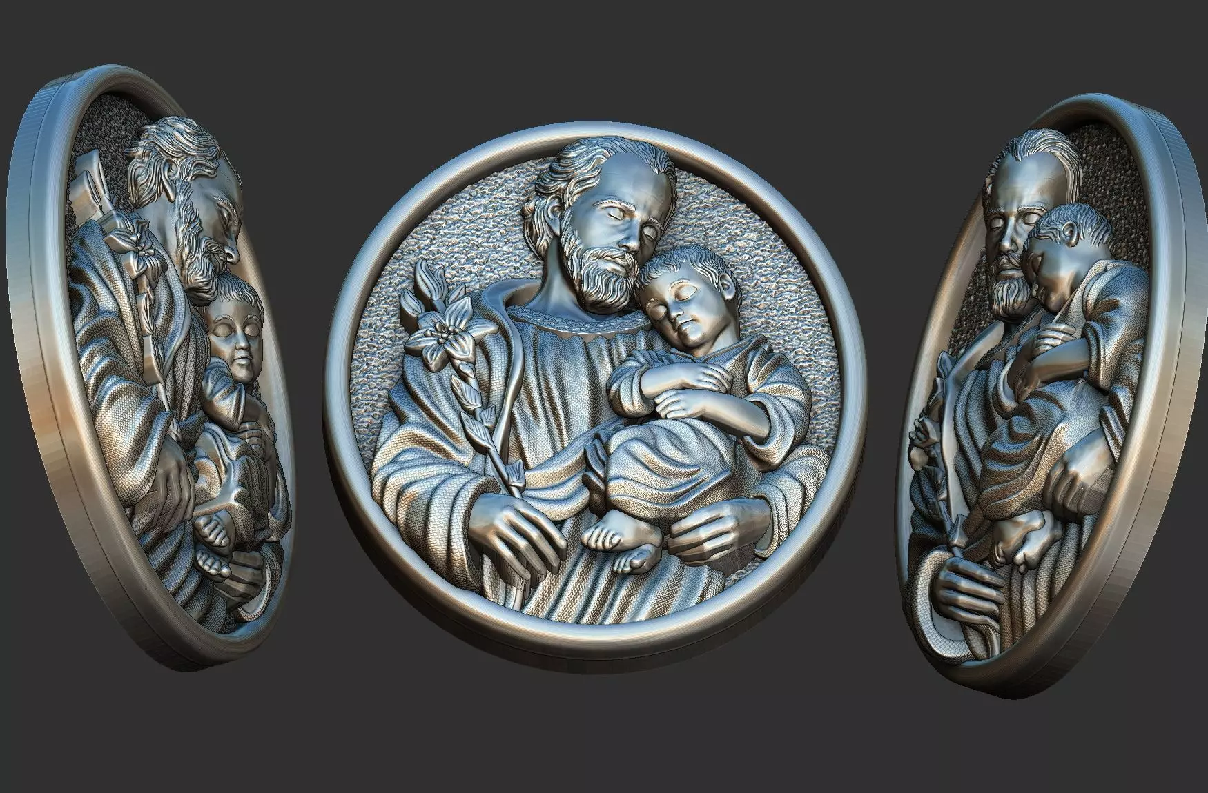 Saint Joseph - Sao Jose - Medal and Relief 3D print model_1