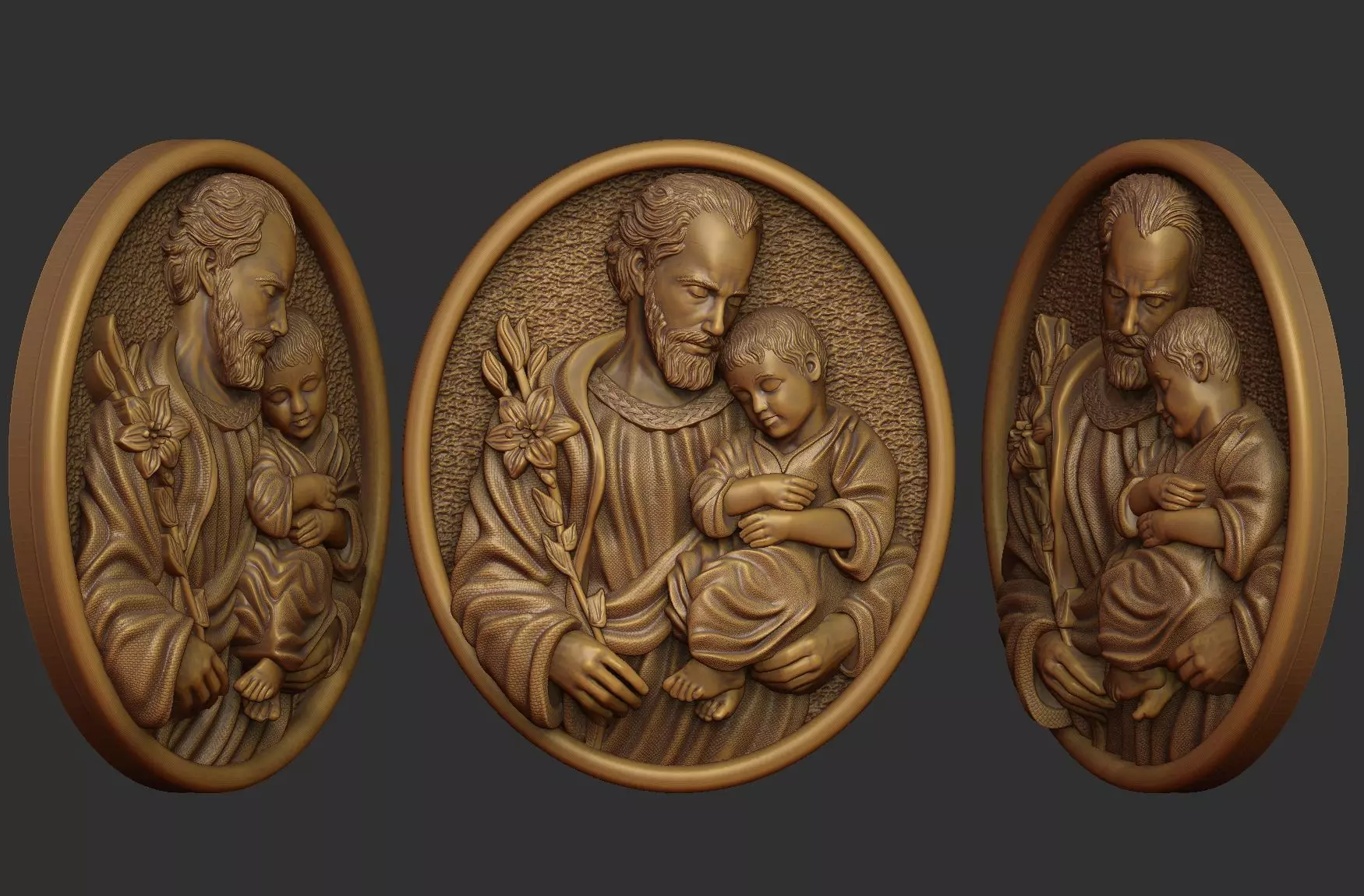 Saint Joseph - Sao Jose - Medal and Relief 3D print model_10