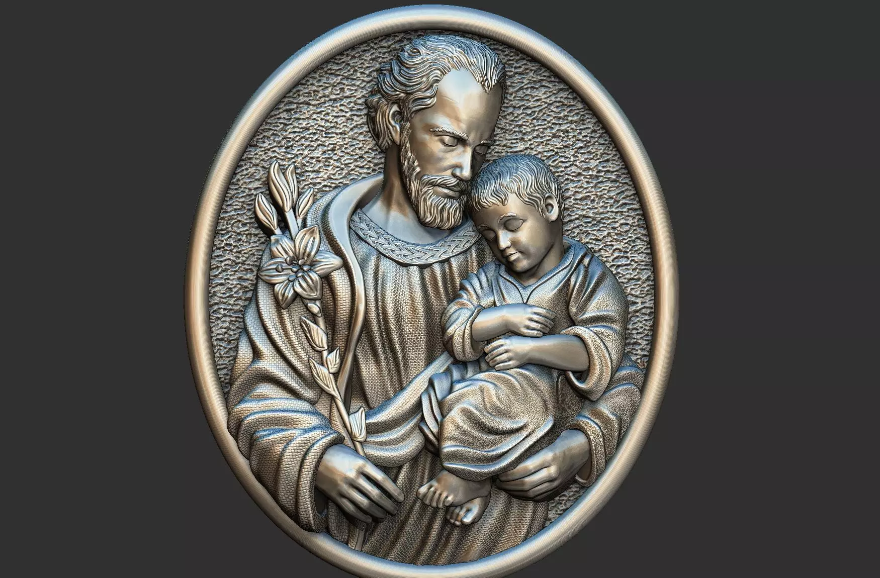Saint Joseph - Sao Jose - Medal and Relief 3D print model_5