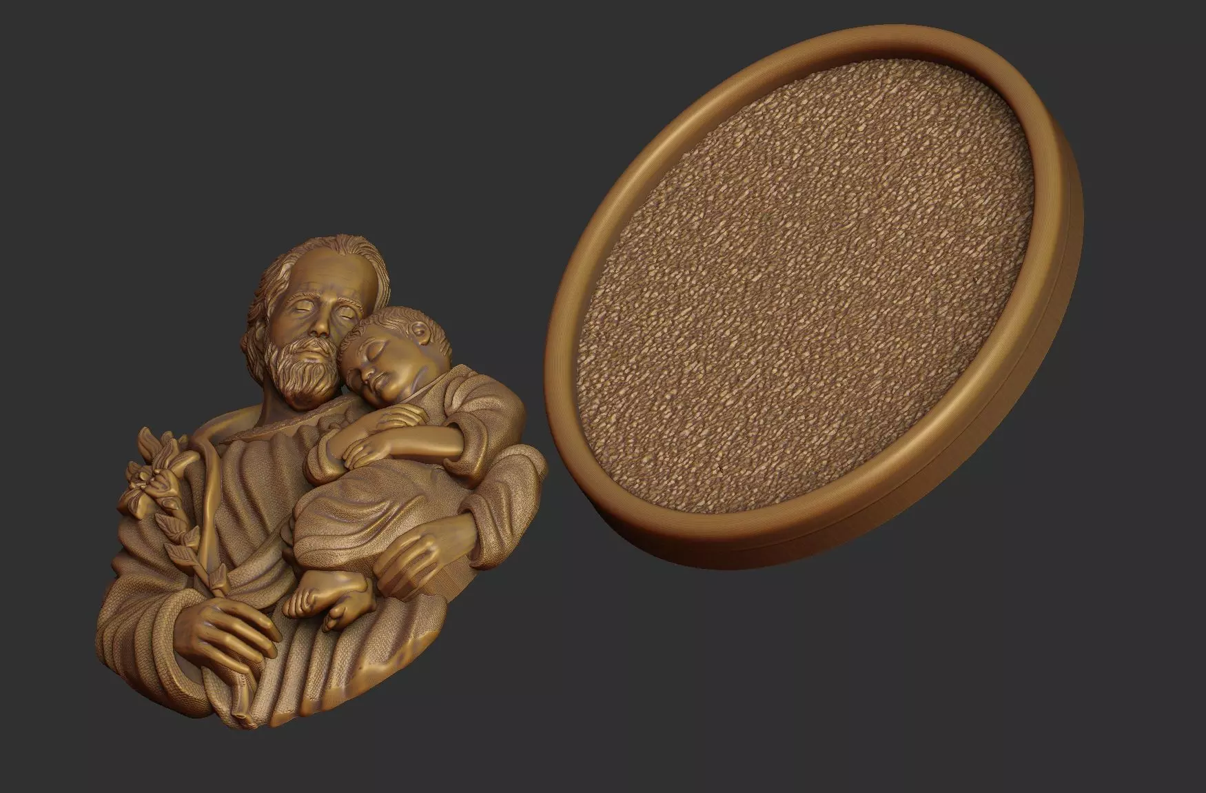 Saint Joseph - Sao Jose - Medal and Relief 3D print model_4