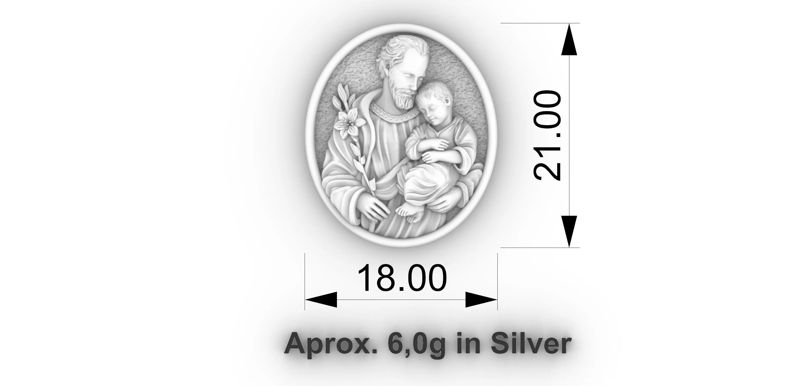 Saint Joseph - Sao Jose - Medal and Relief 3D print model_3