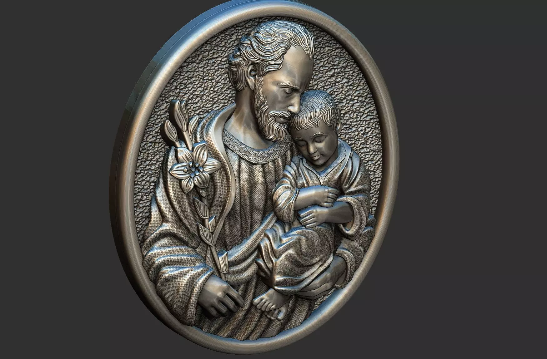 Saint Joseph - Sao Jose - Medal and Relief 3D print model_6