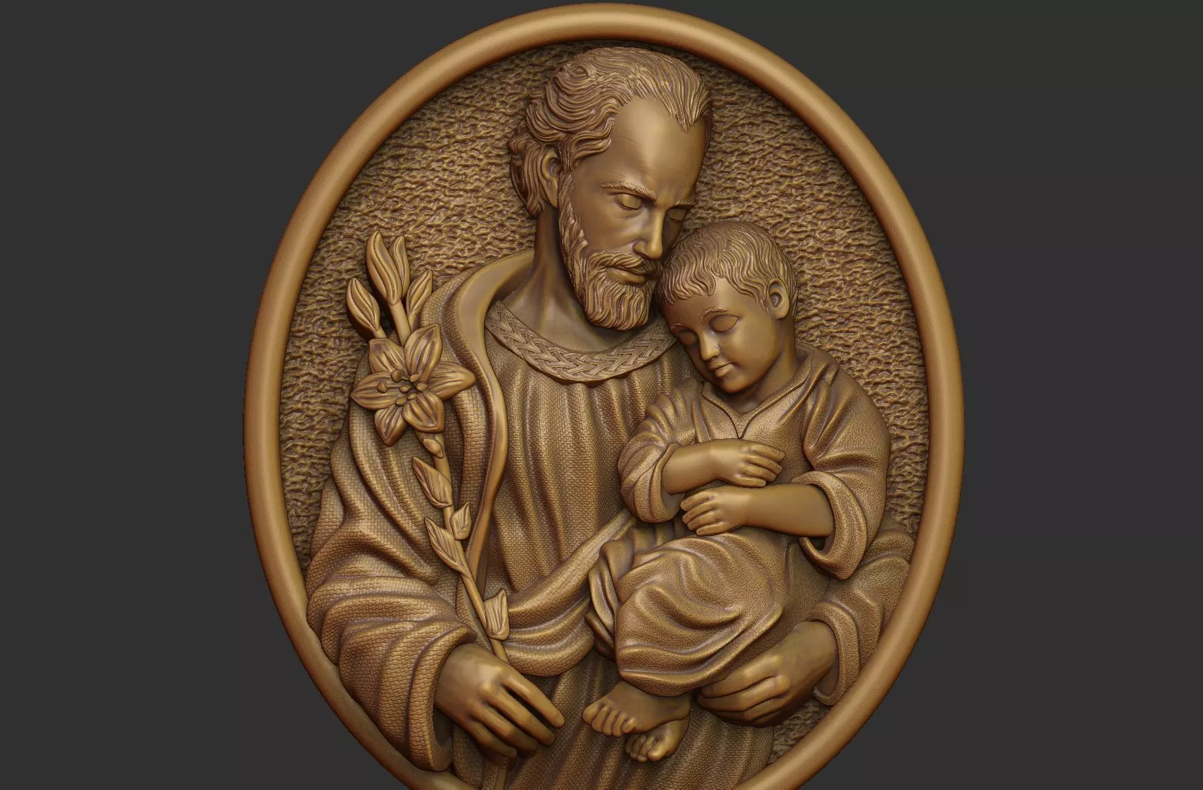 Saint Joseph - Sao Jose - Medal and Relief 3D print model_7