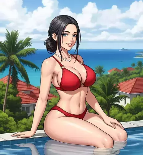 Mujer en Piscina  Escultura 3D de Resina 