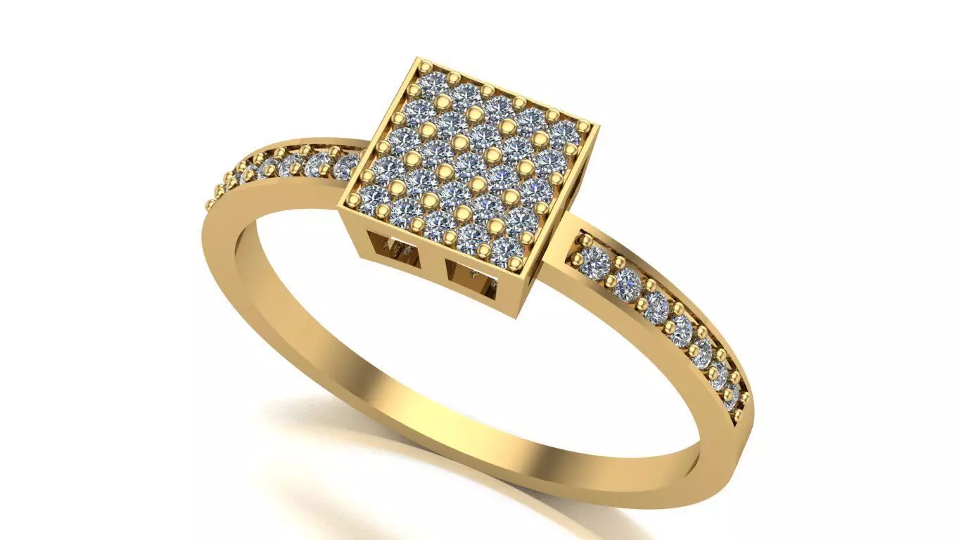 Square-topped shower-cluster Ring 3D print model