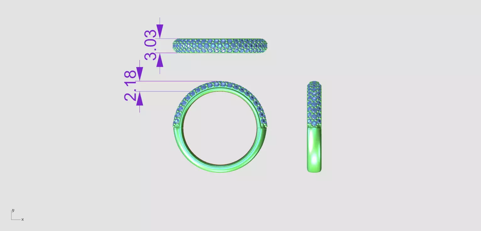 BAND RING DIAMOND3ROWS-RJ033 3D print model_7