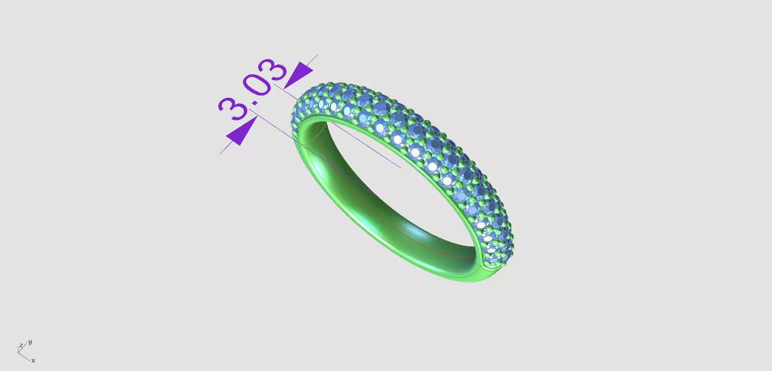 BAND RING DIAMOND3ROWS-RJ033 3D print model_6
