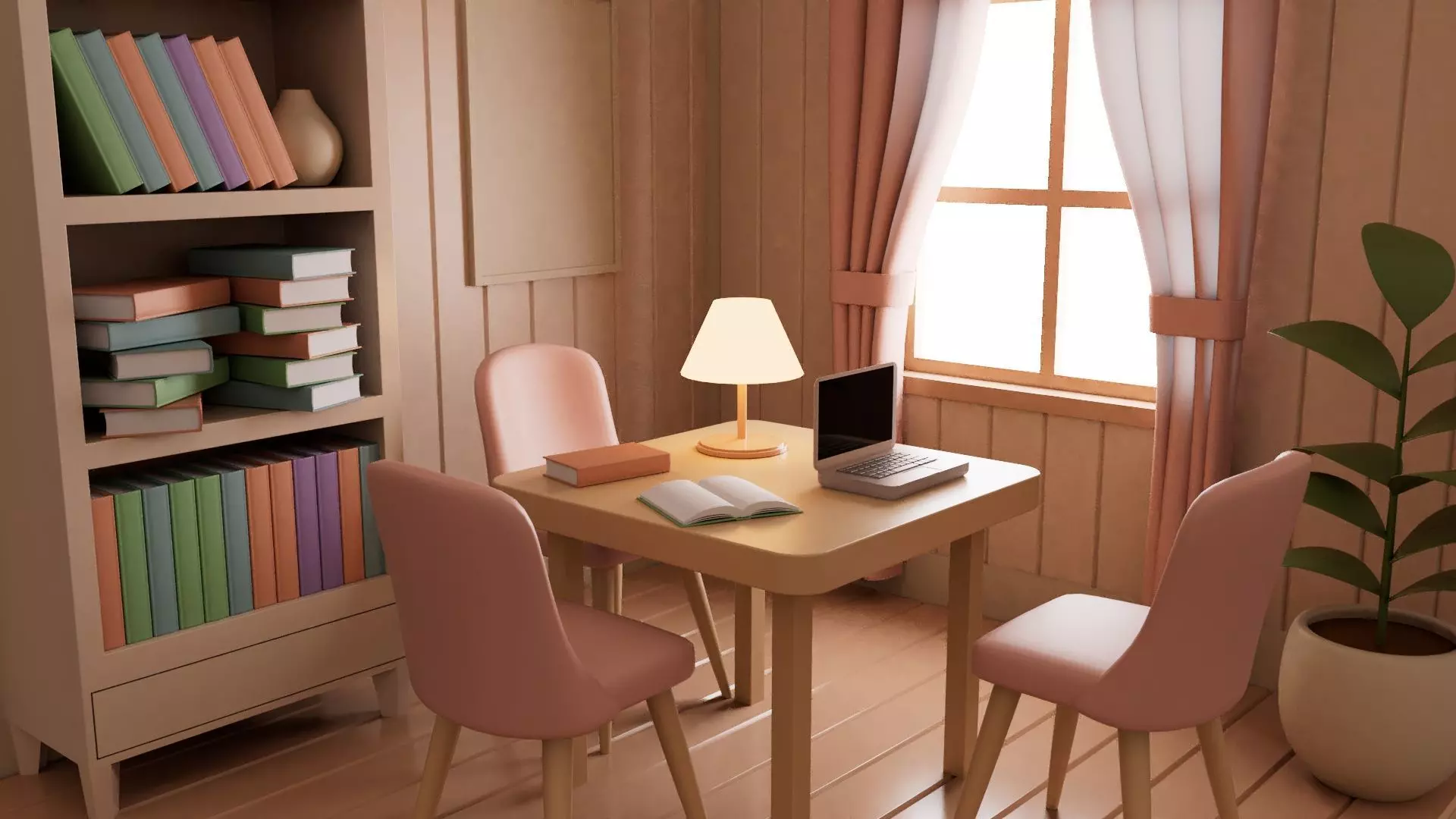 Study Room Interior 3D model_5