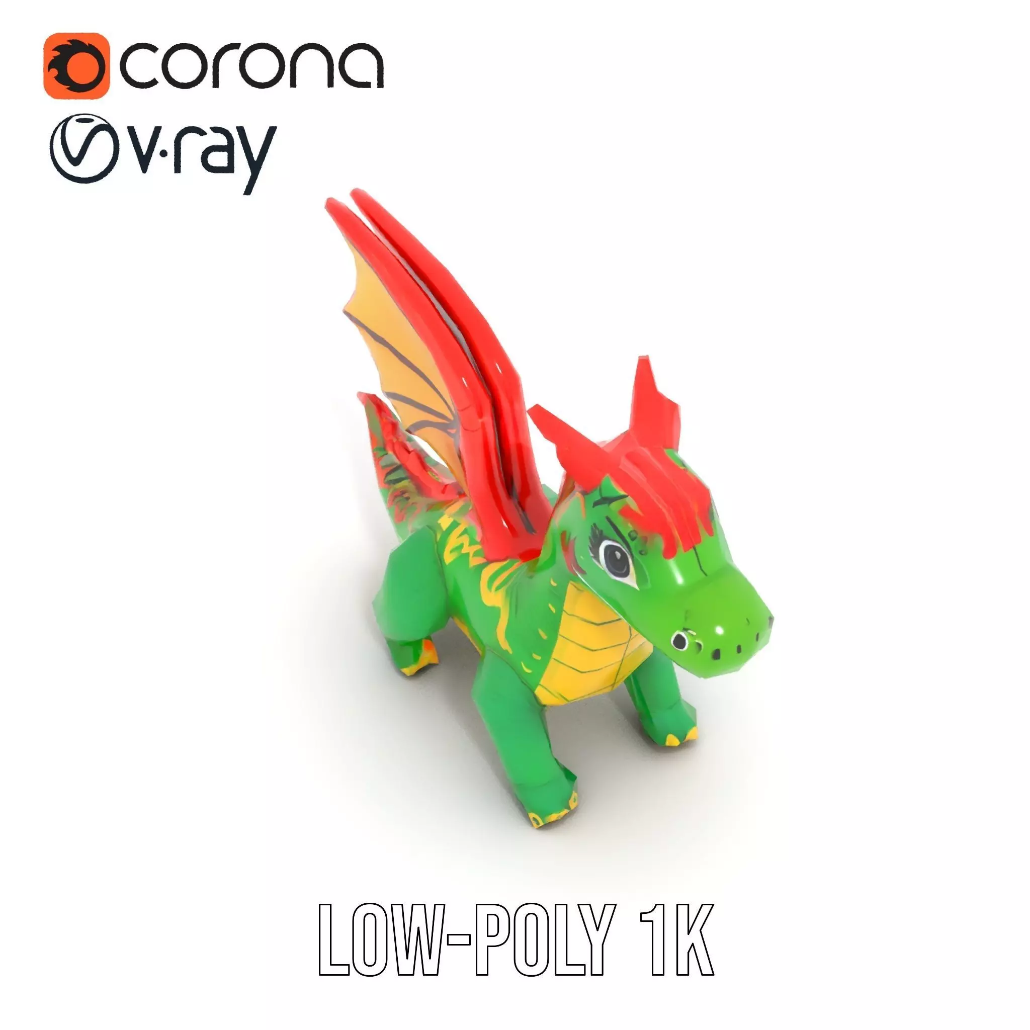 Inflatable Green Dragon model pack Low-poly 3D model_8