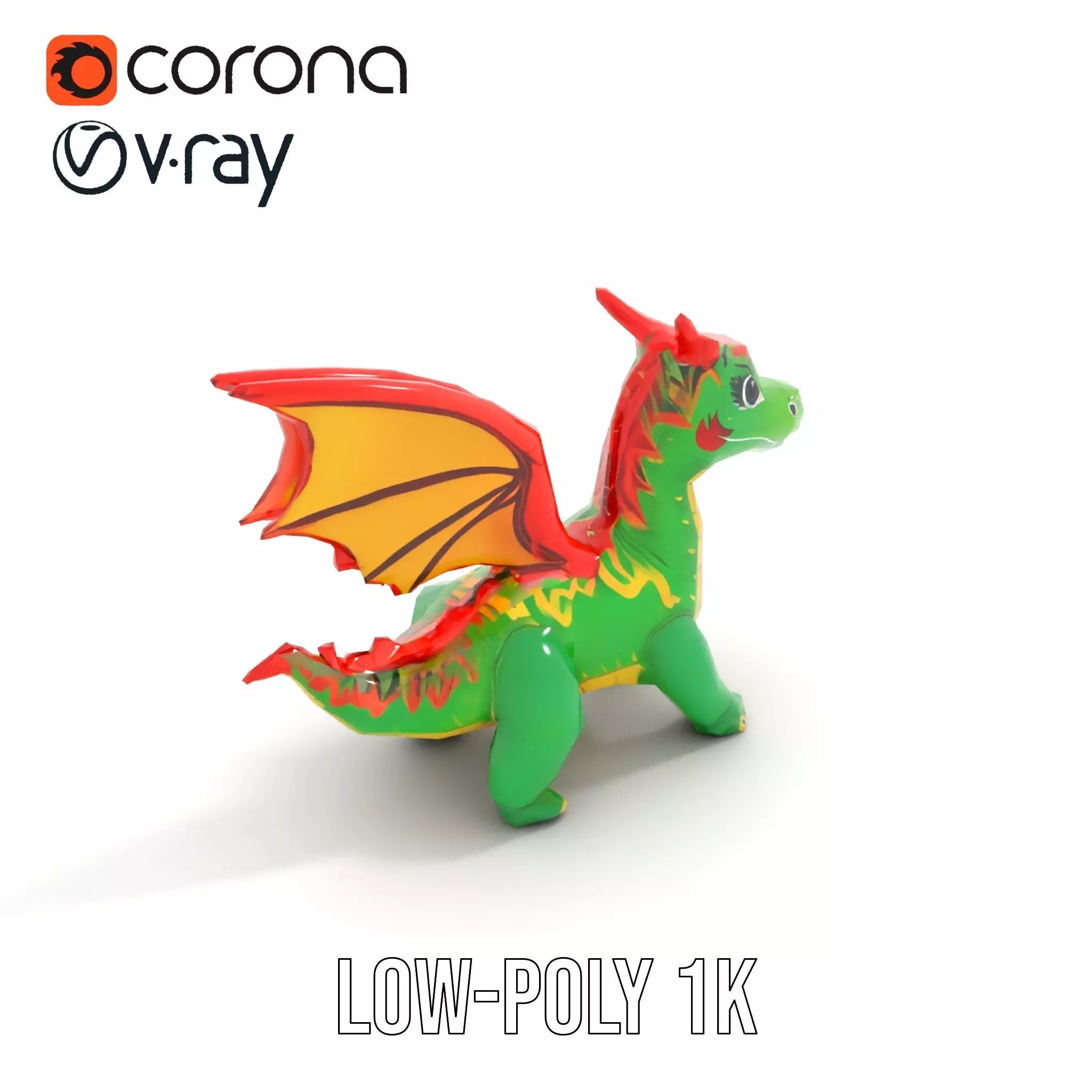 Inflatable Green Dragon model pack Low-poly 3D model_17