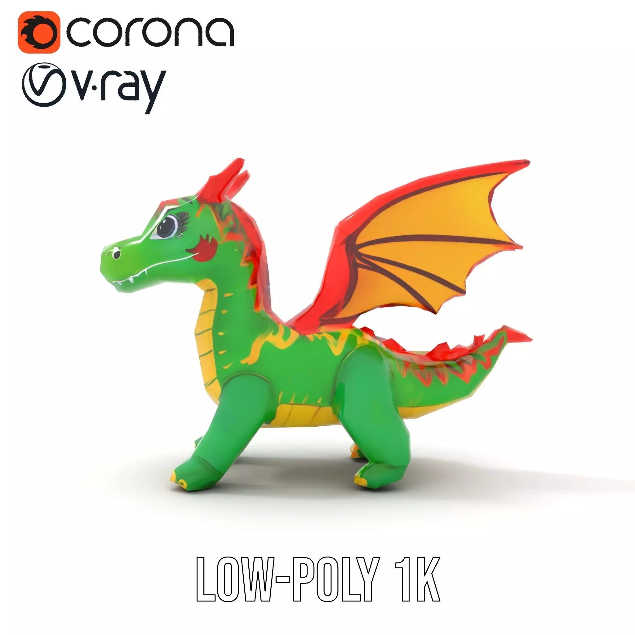 Inflatable Green Dragon model pack Low-poly 3D model_19