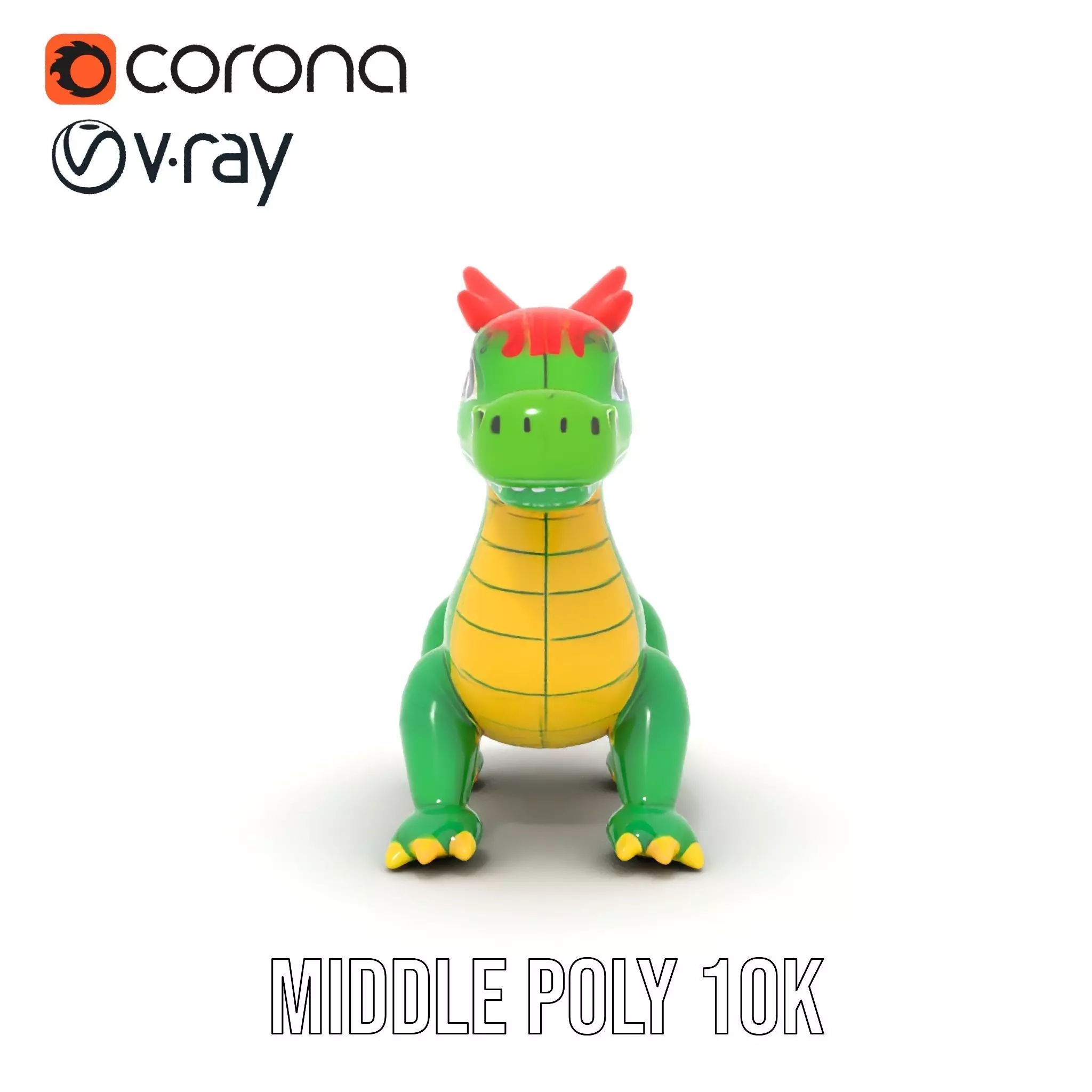 Inflatable Green Dragon model pack Low-poly 3D model_7