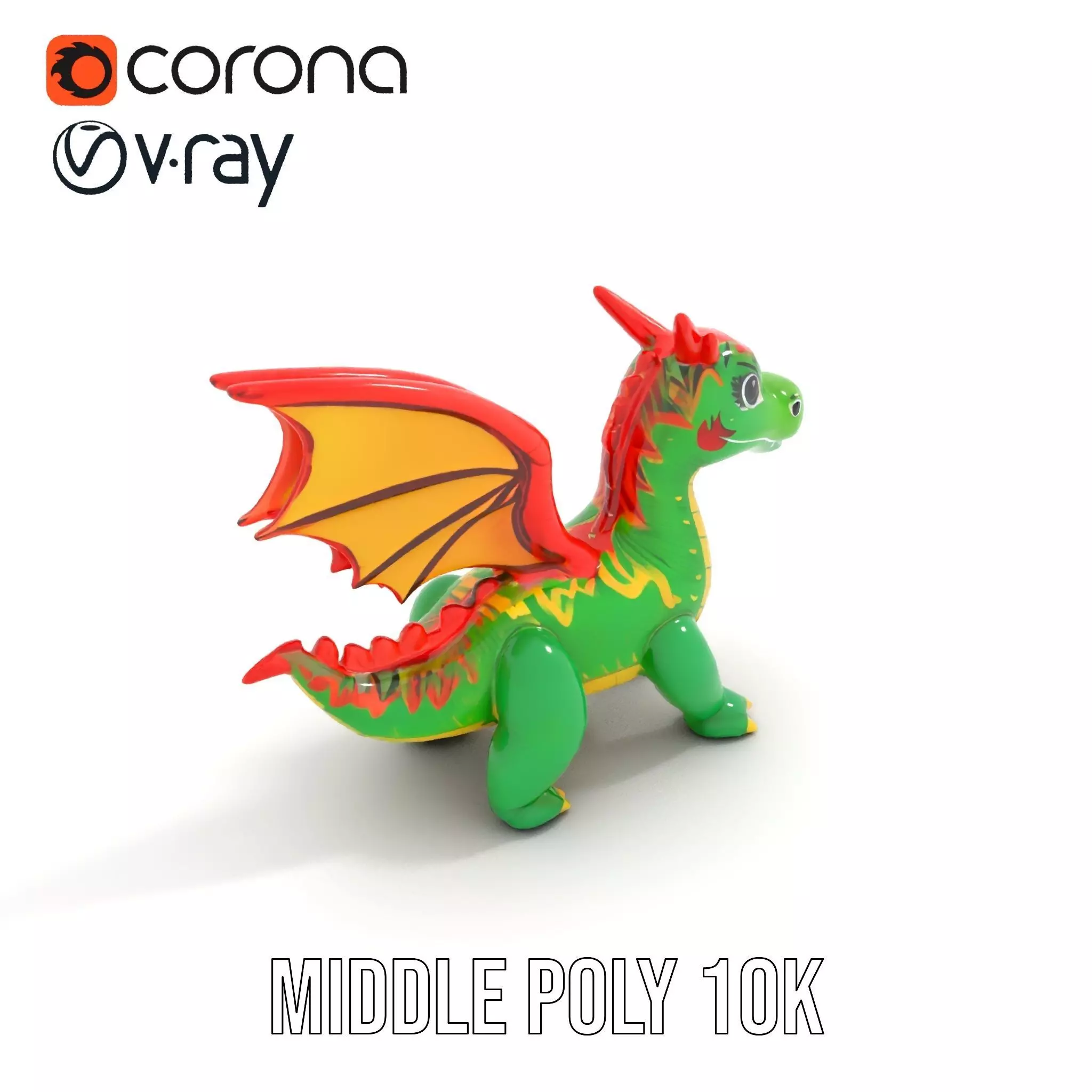 Inflatable Green Dragon model pack Low-poly 3D model_18