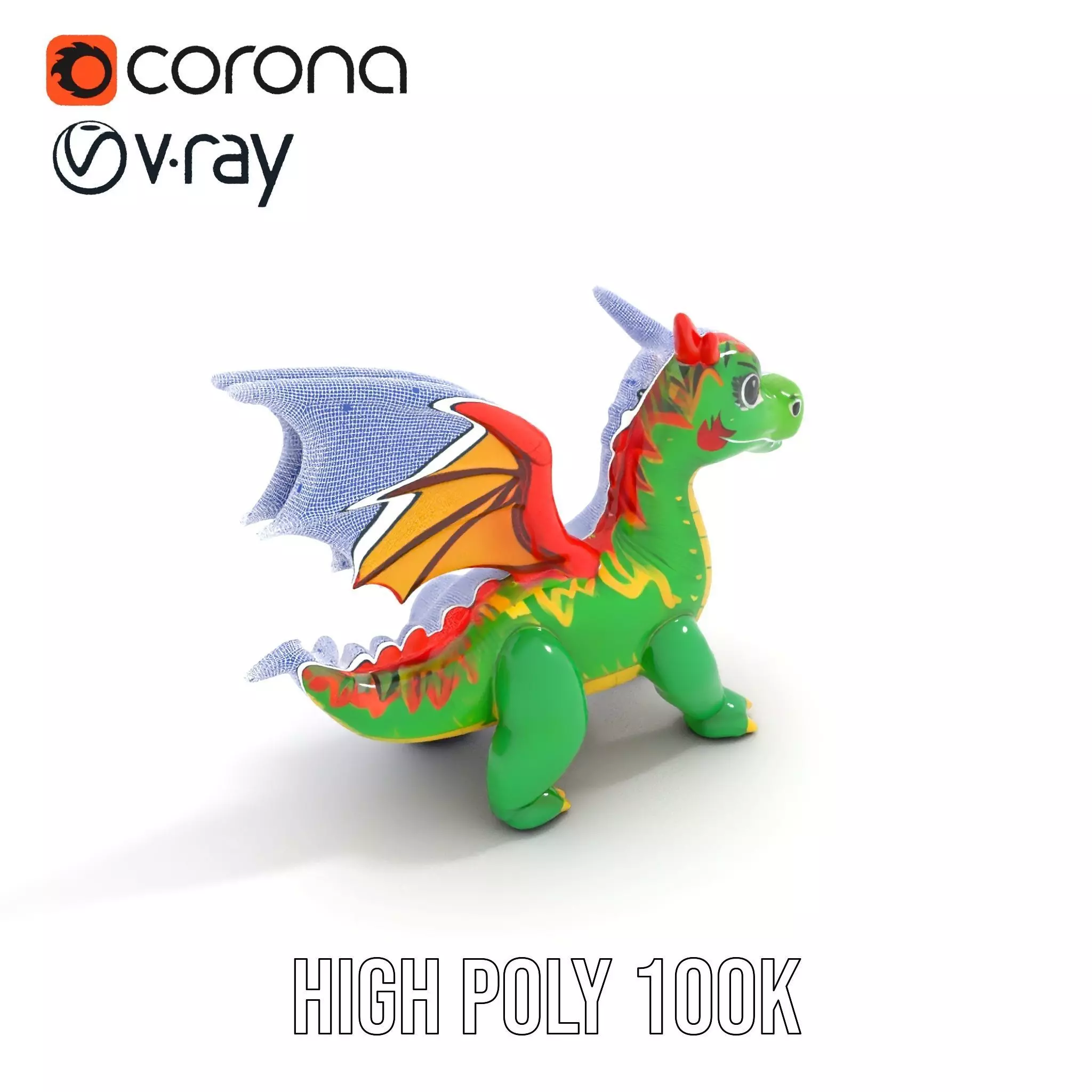 Inflatable Green Dragon model pack Low-poly 3D model_29