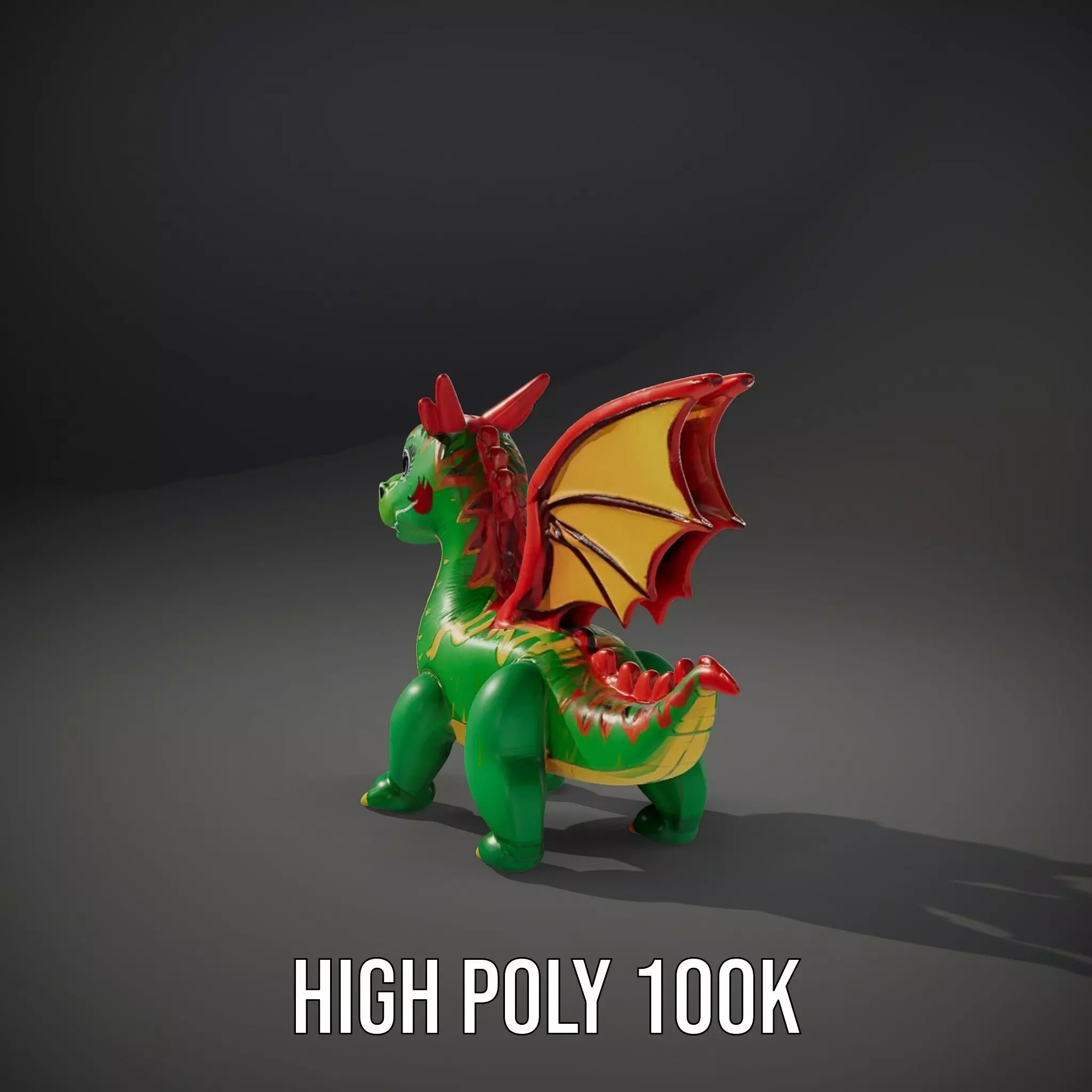 Inflatable Green Dragon model pack Low-poly 3D model_9