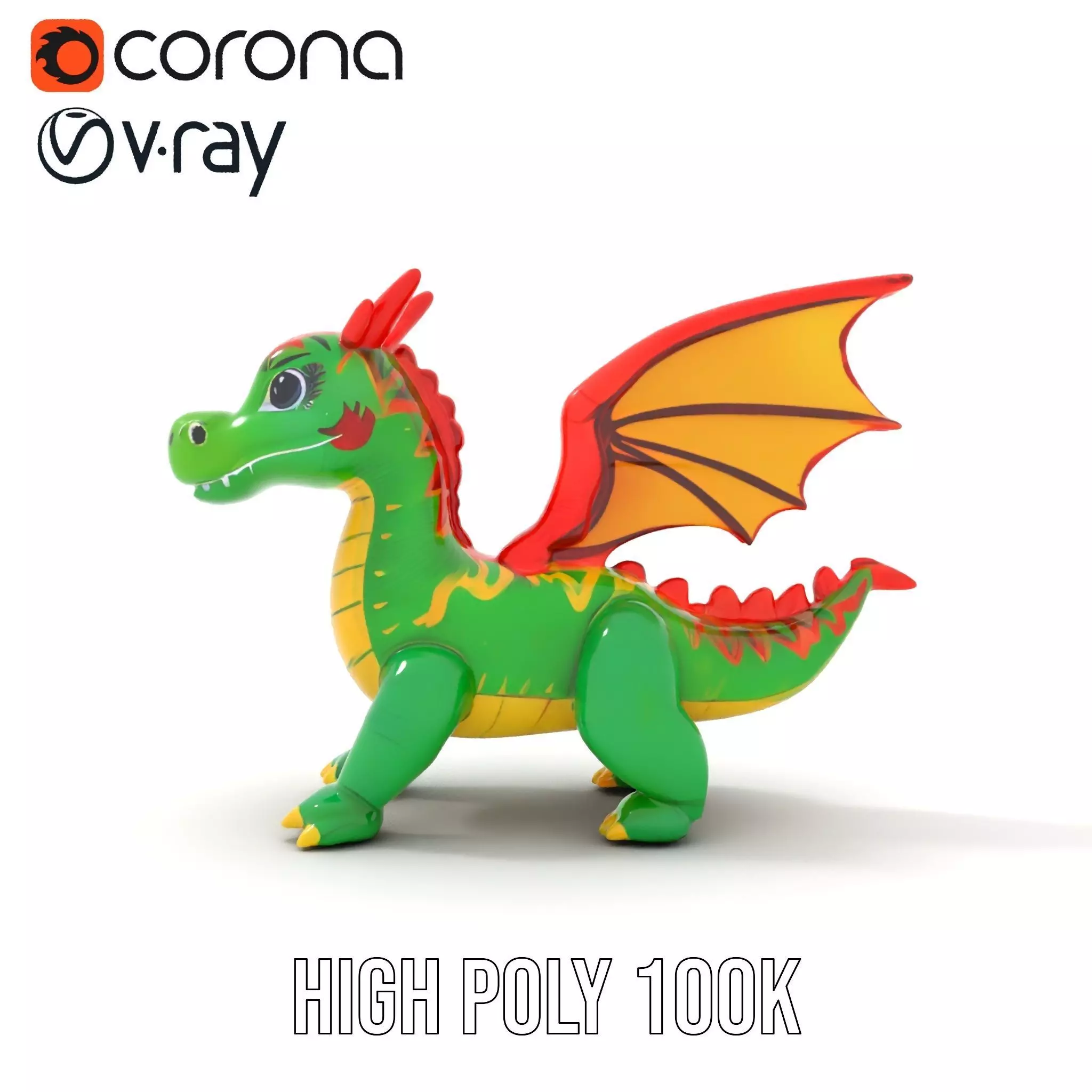 Inflatable Green Dragon model pack Low-poly 3D model_32