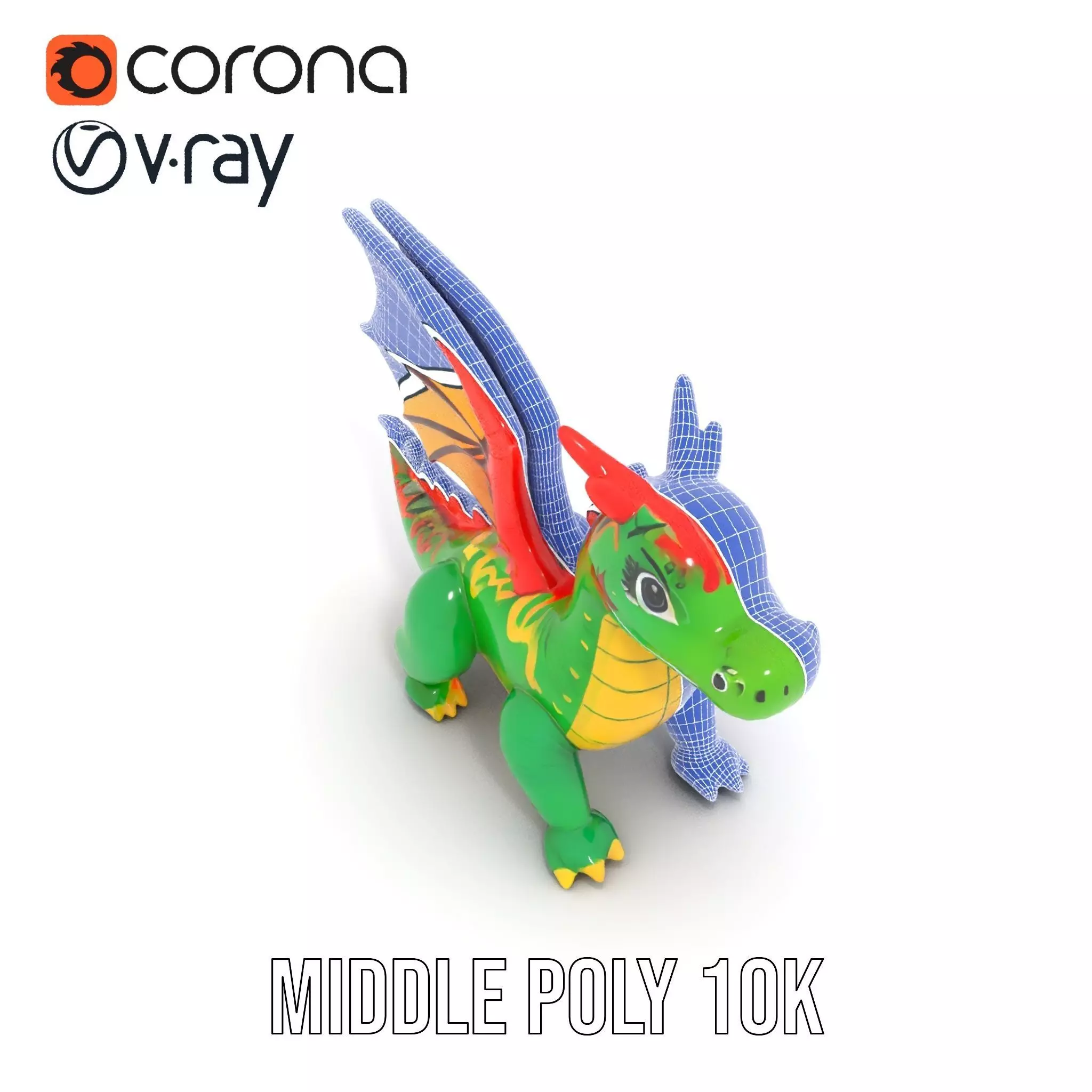 Inflatable Green Dragon model pack Low-poly 3D model_30