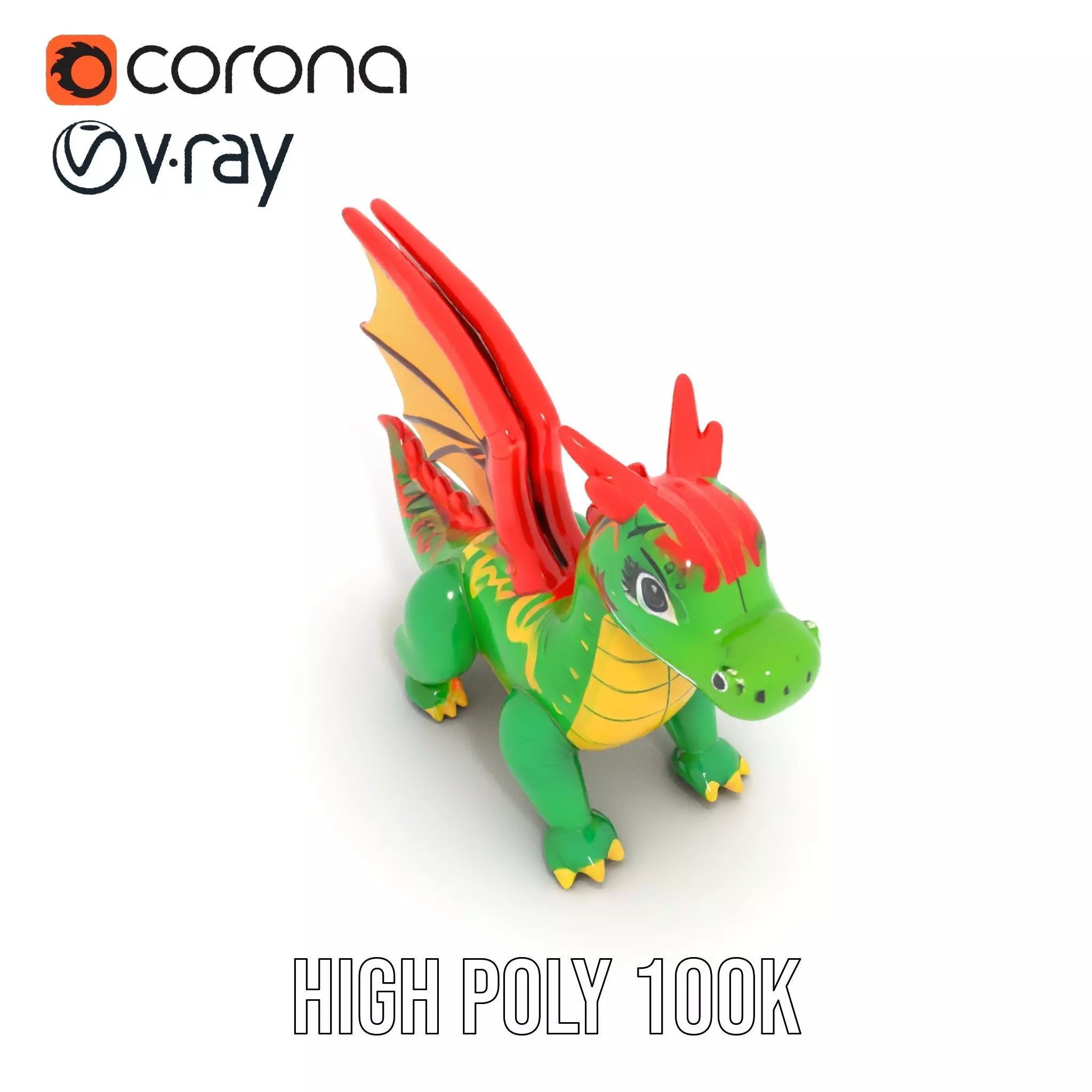Inflatable Green Dragon model pack Low-poly 3D model_23