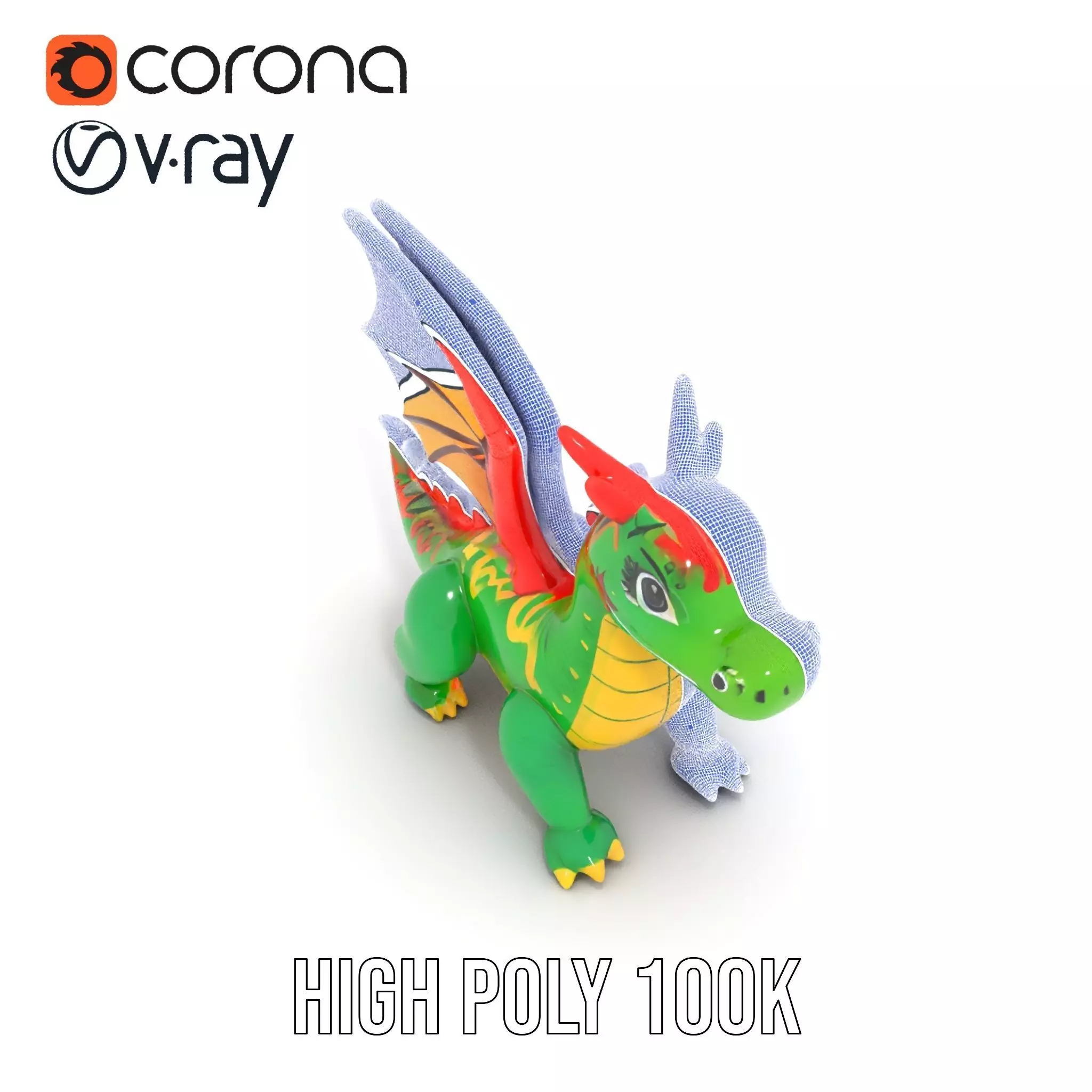 Inflatable Green Dragon model pack Low-poly 3D model_34