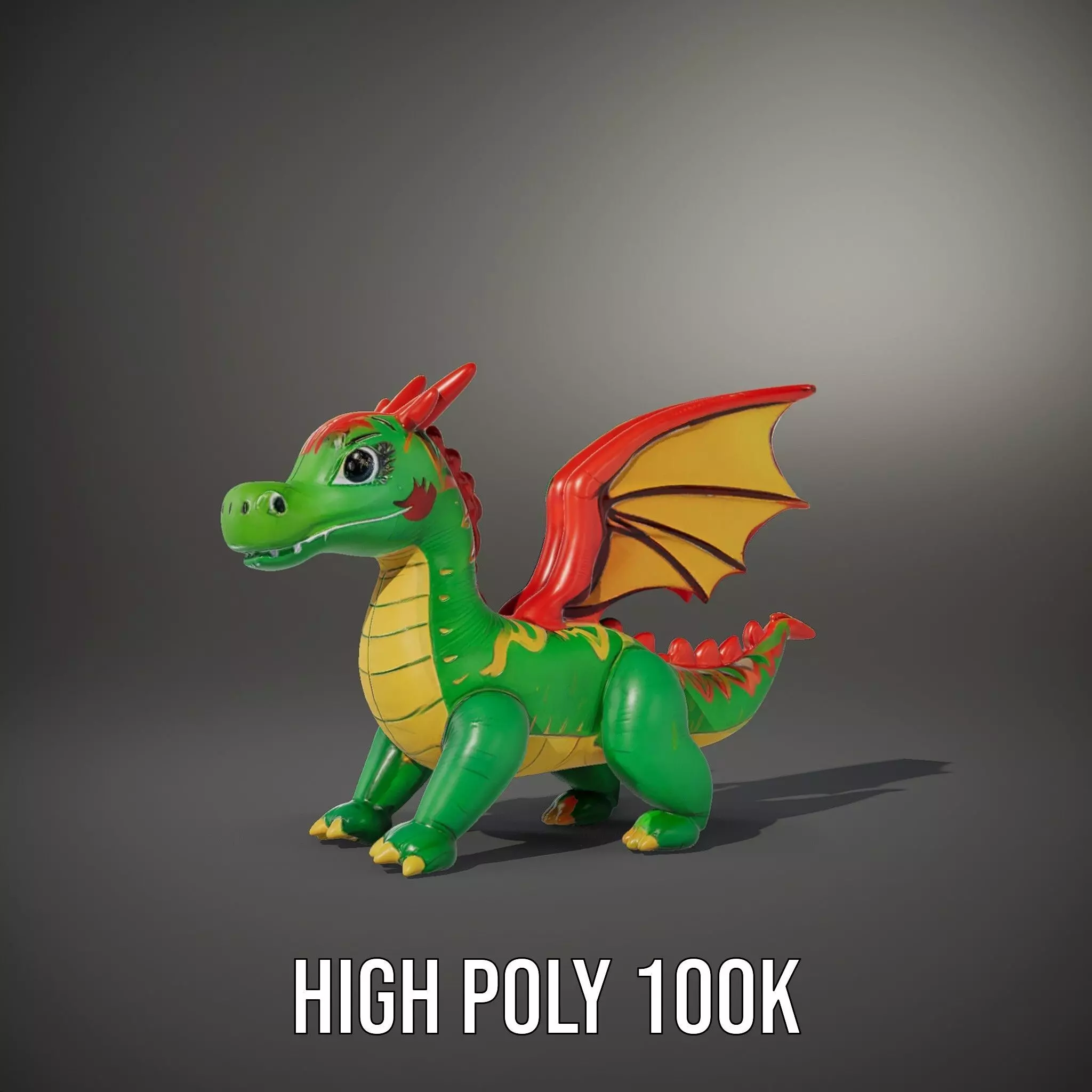 Inflatable Green Dragon model pack Low-poly 3D model_11