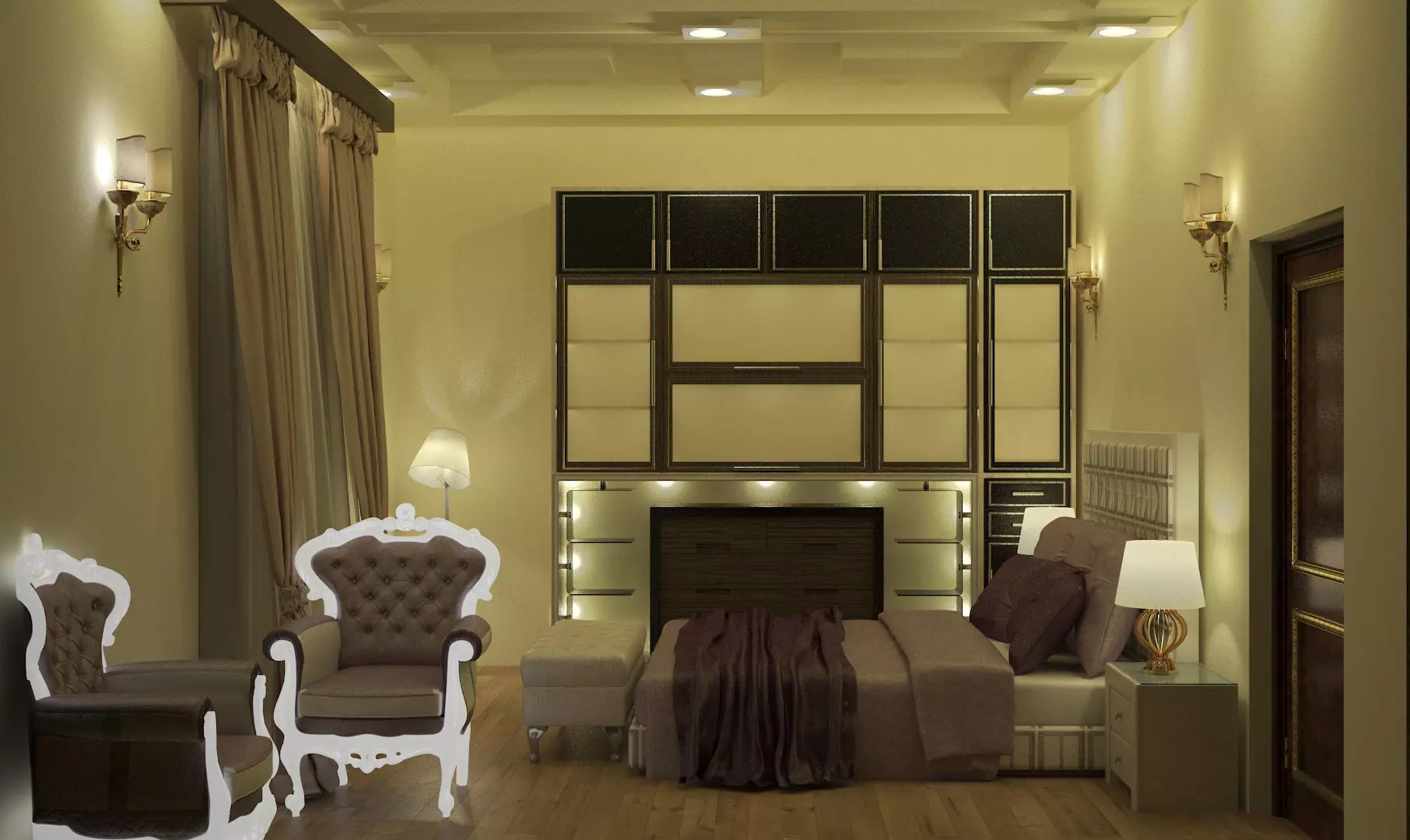 Bedroom Interior scene with complete furniture Middle east style Free 3D print model