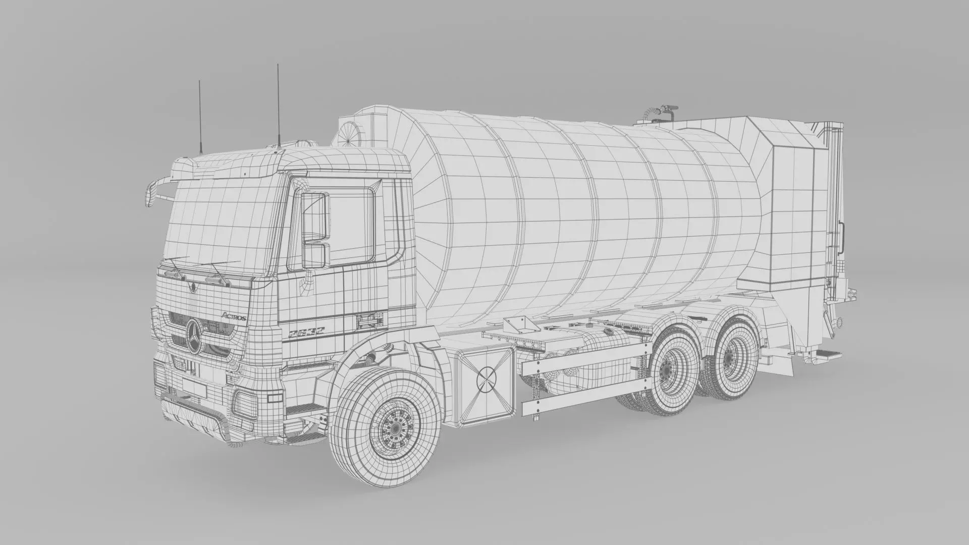 Mercedes Benz Actros 2632 6x4 BB Rotopress Garbage truck 3D model_17