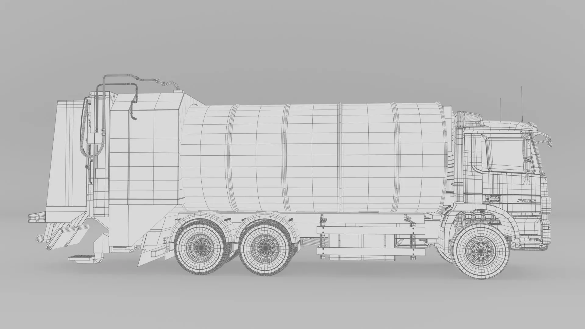 Mercedes Benz Actros 2632 6x4 BB Rotopress Garbage truck 3D model_27