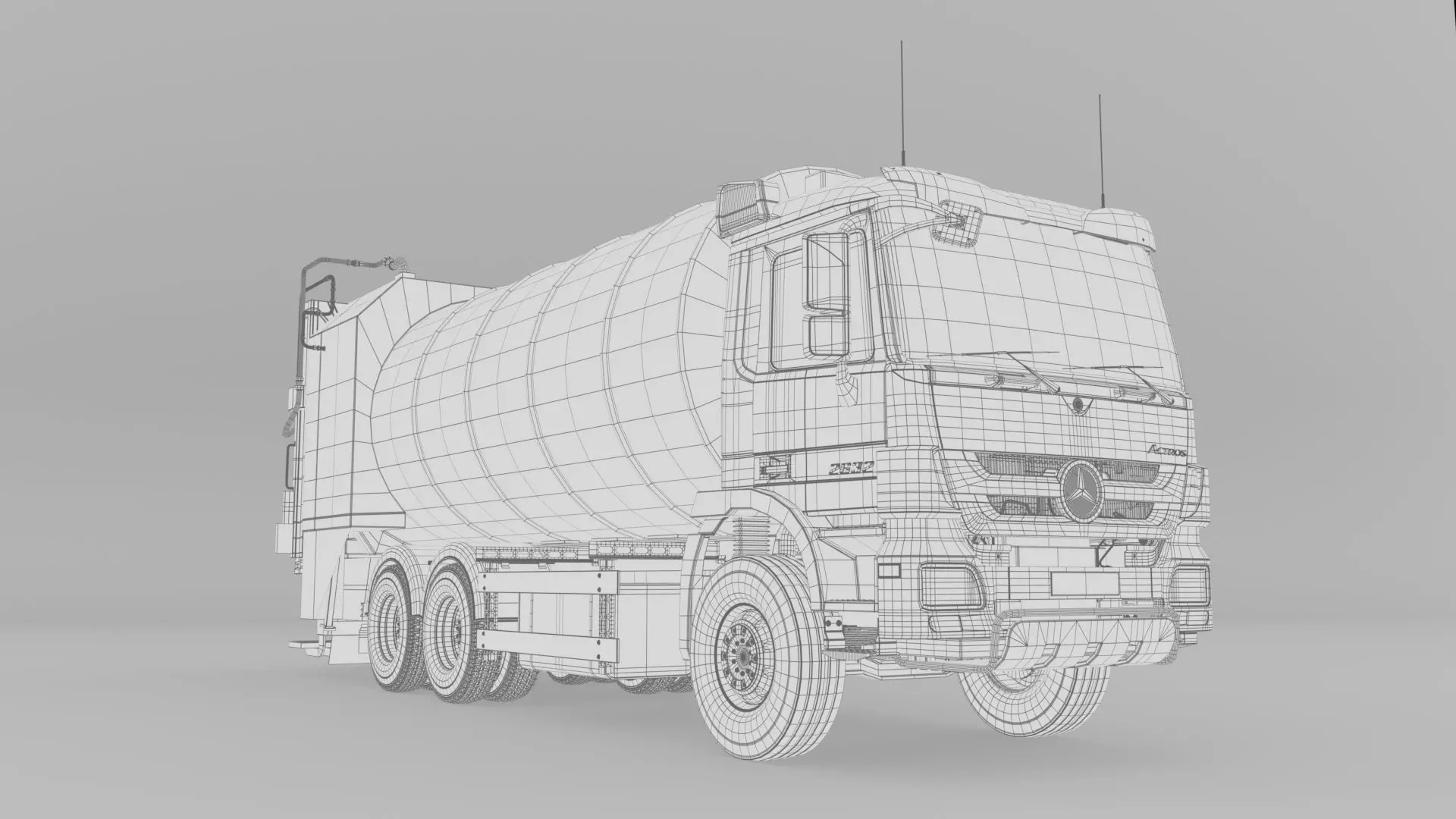 Mercedes Benz Actros 2632 6x4 BB Rotopress Garbage truck 3D model_29