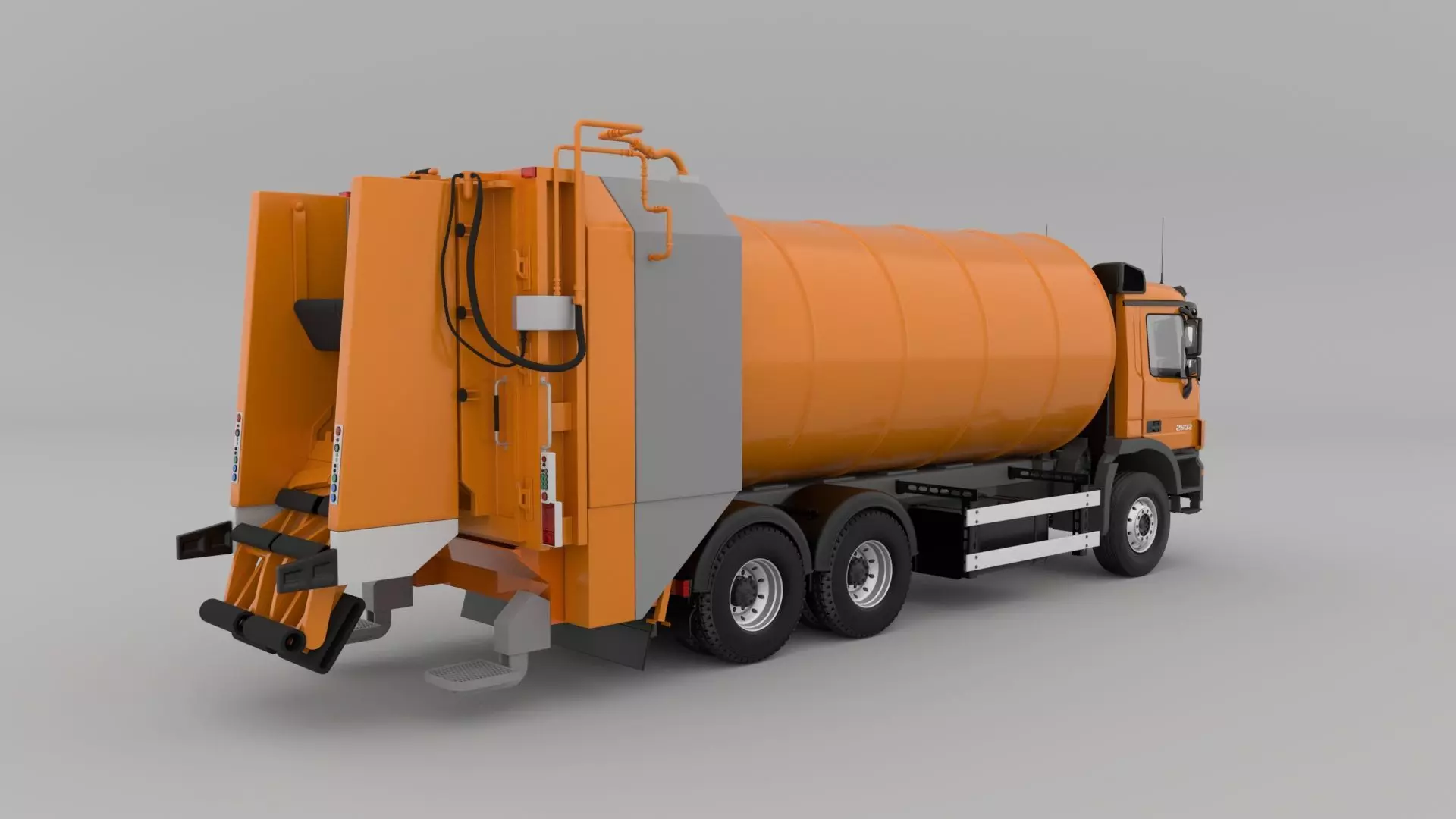 Mercedes Benz Actros 2632 6x4 BB Rotopress Garbage truck 3D model_4