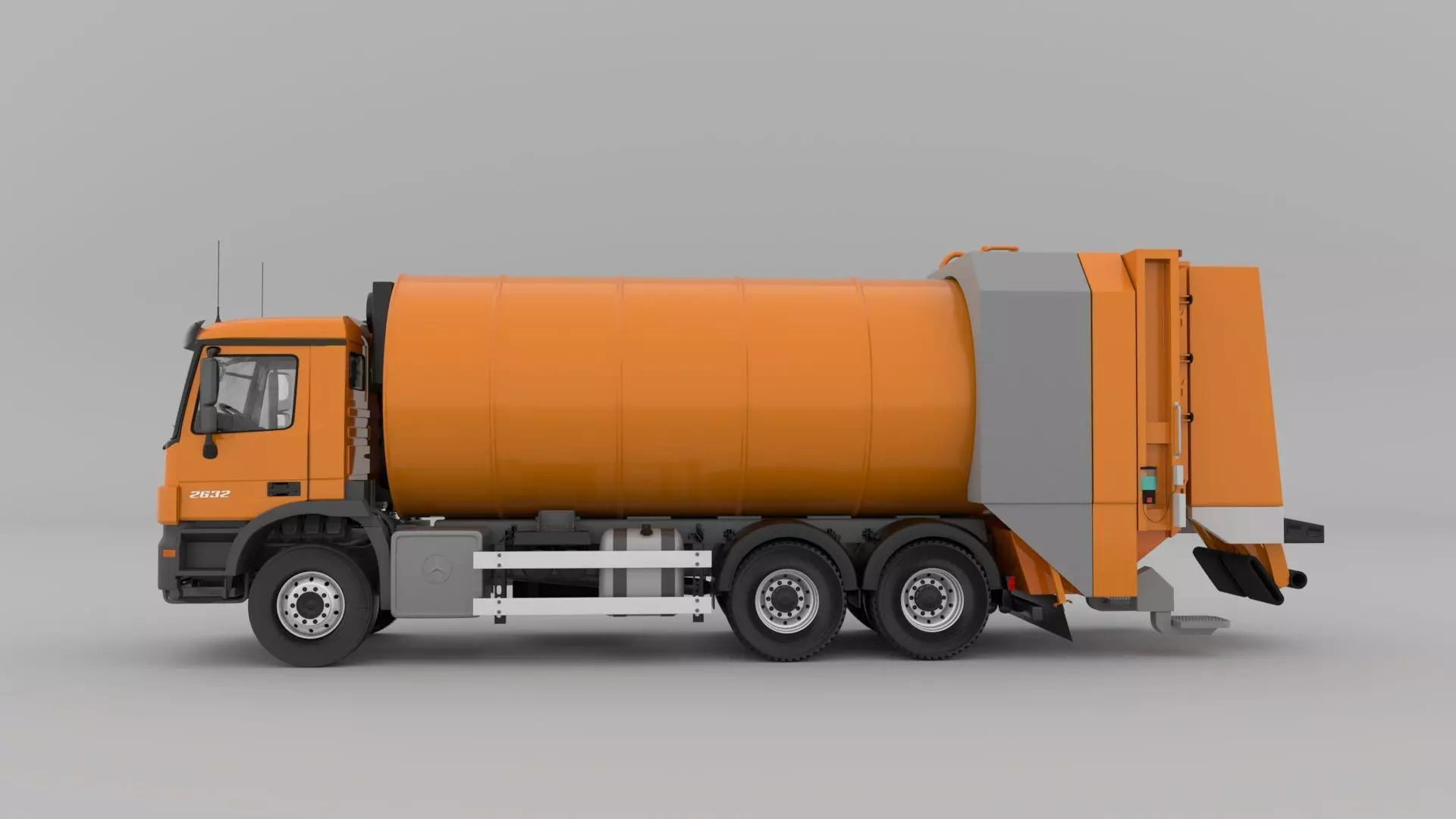 Mercedes Benz Actros 2632 6x4 BB Rotopress Garbage truck 3D model_1