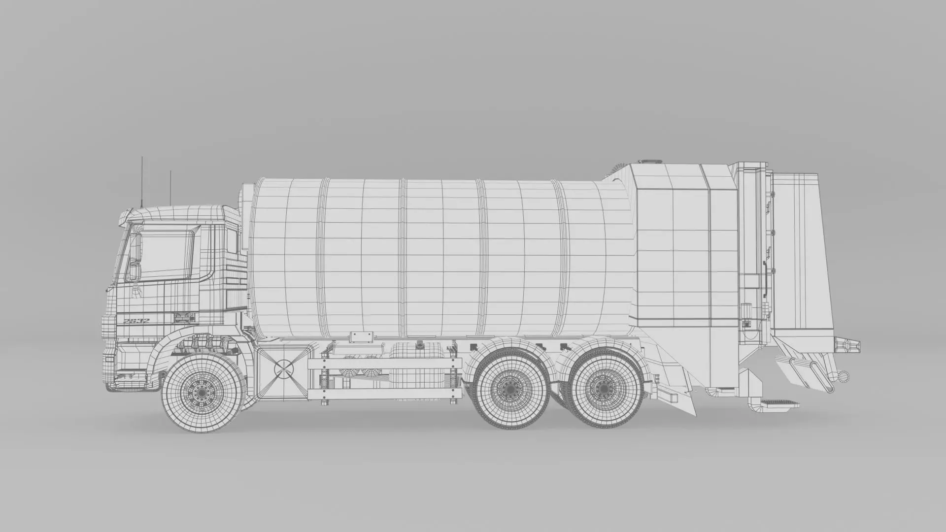 Mercedes Benz Actros 2632 6x4 BB Rotopress Garbage truck 3D model_19