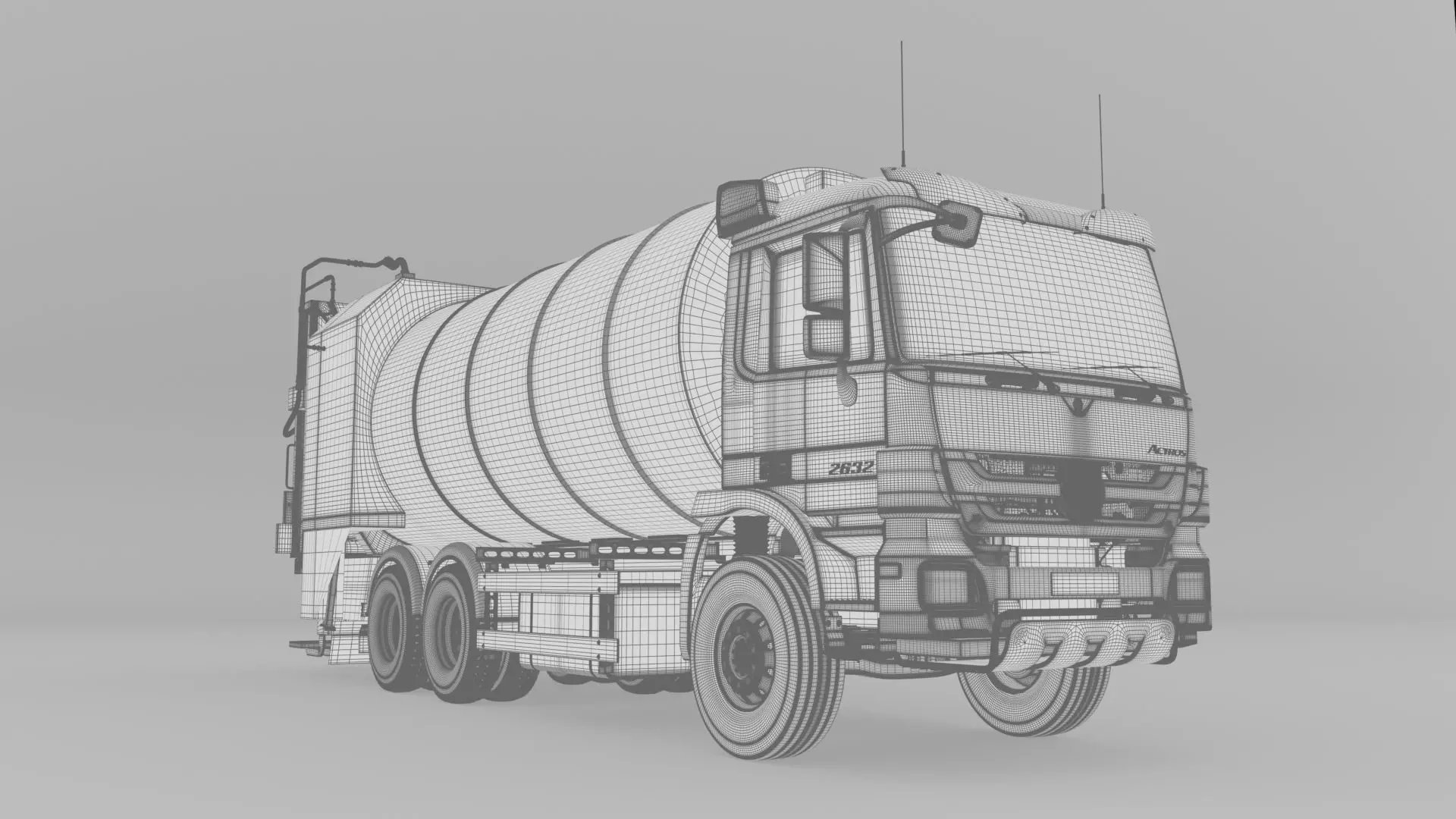 Mercedes Benz Actros 2632 6x4 BB Rotopress Garbage truck 3D model_30
