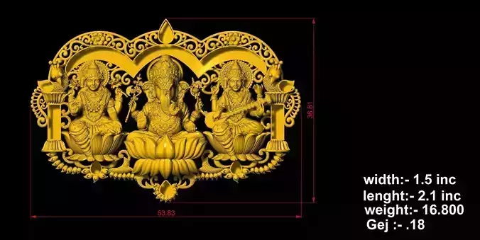 Lakshmi Ganesha Saraswati Pendant  high qwelty