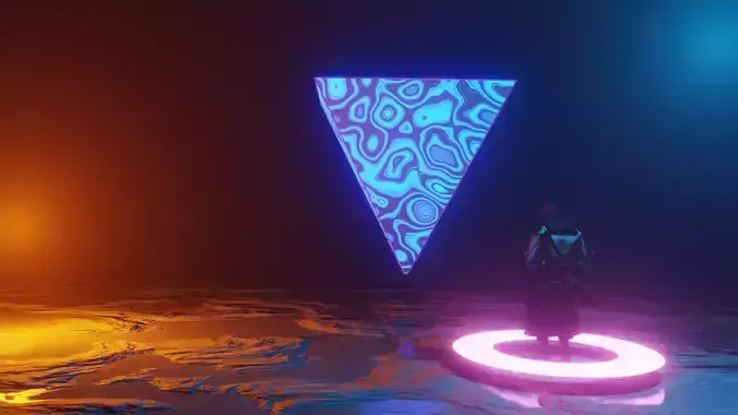 Sci Fi Neon Triangle Environment 