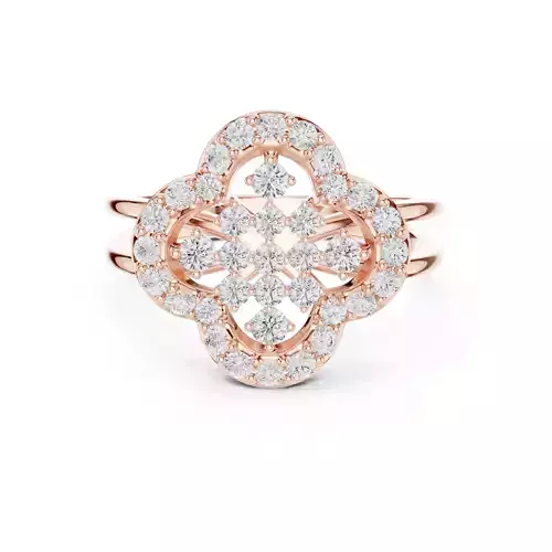 Round Diamond Floral Engagement Wedding Ring 3DM STL Video