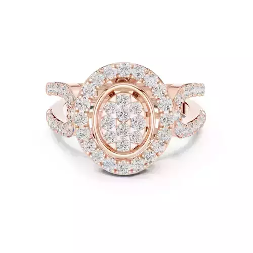 Round Cut Split Halo Diamond Engagement Ring 3DM STL Video