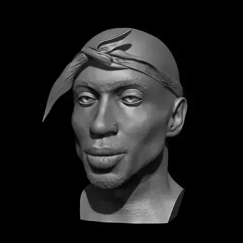 2Pac Bust Printable 3D Model Tupac Shakur