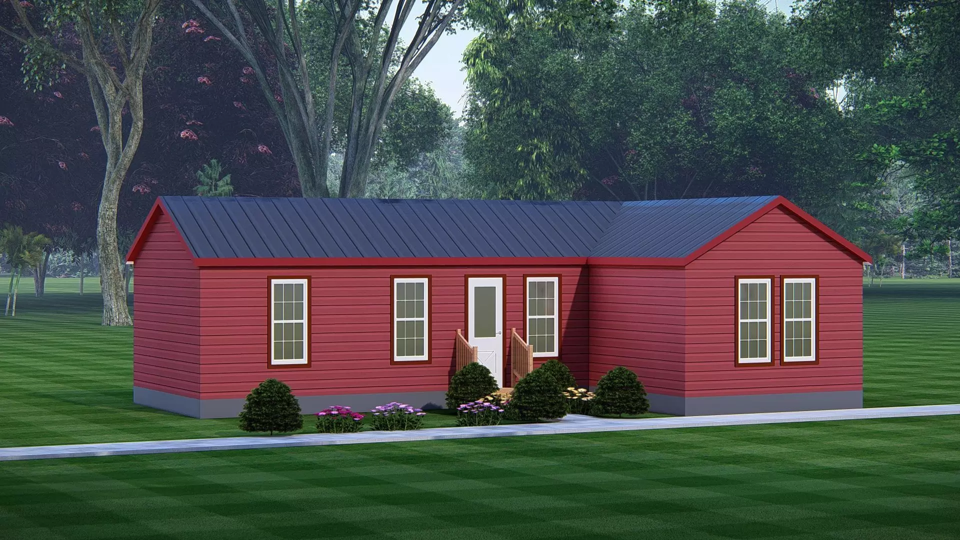 Rustic American Farmhouse Design Traditional Country House 3D 3D model_3