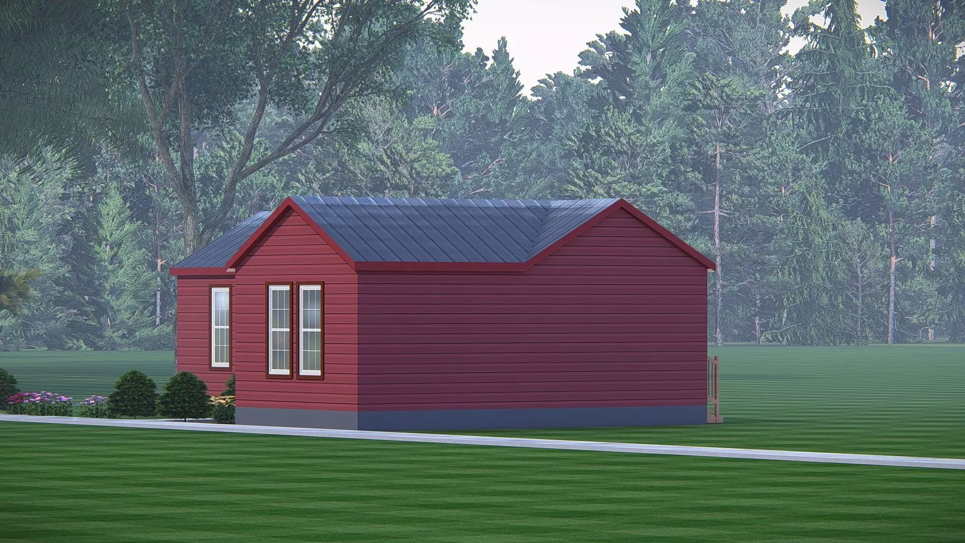 Rustic American Farmhouse Design Traditional Country House 3D 3D model_1