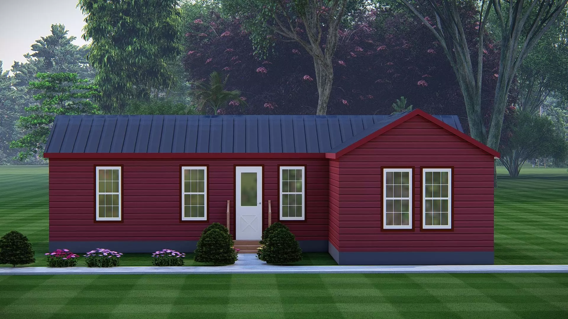 Rustic American Farmhouse Design Traditional Country House 3D 3D model_0