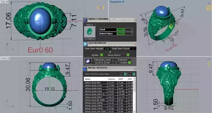 Special Mens White Gold Ring with Turquoise Stone Model mr0268