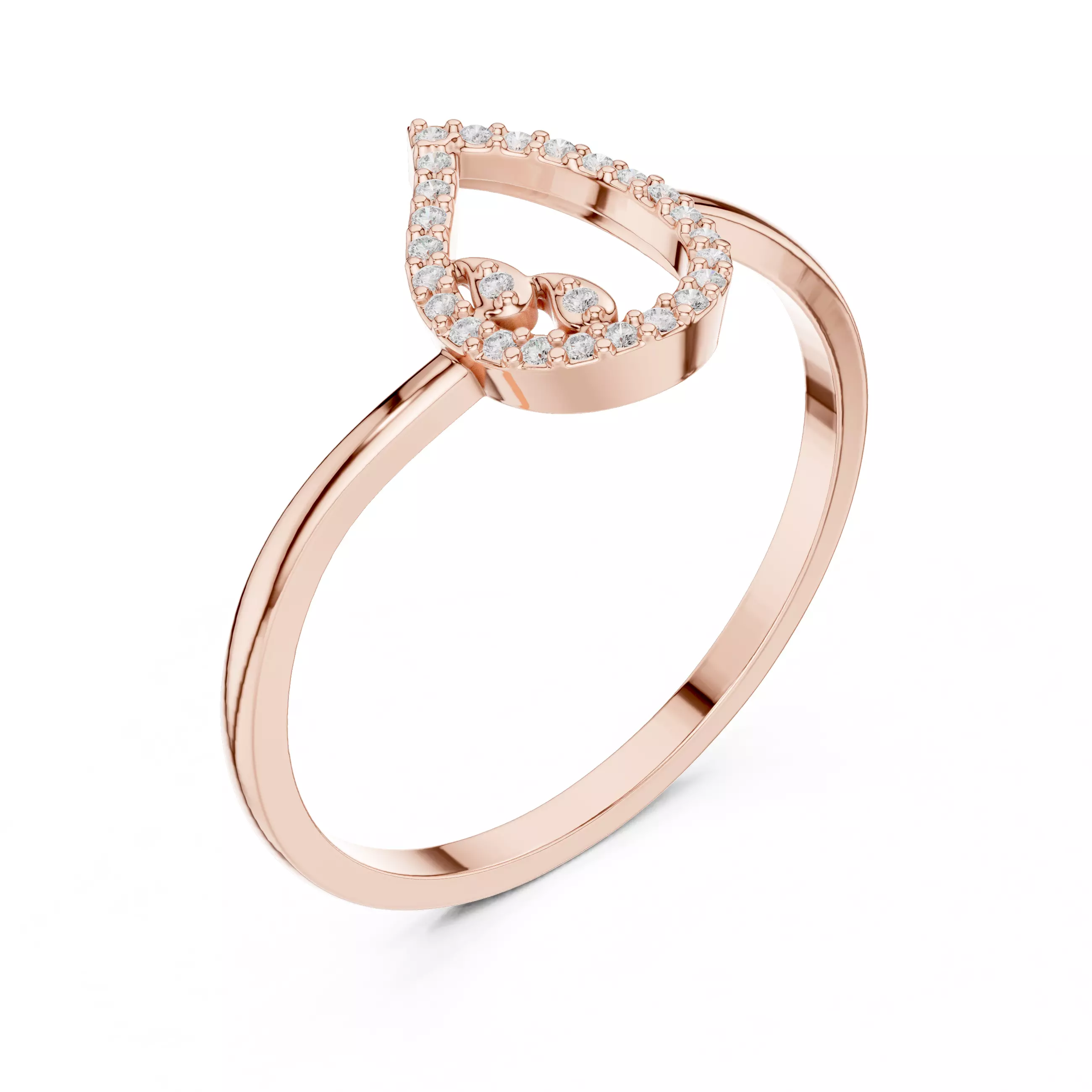 Round Diamond Pear Shape Engagement Ring 3DM STL Video 3D print model_4