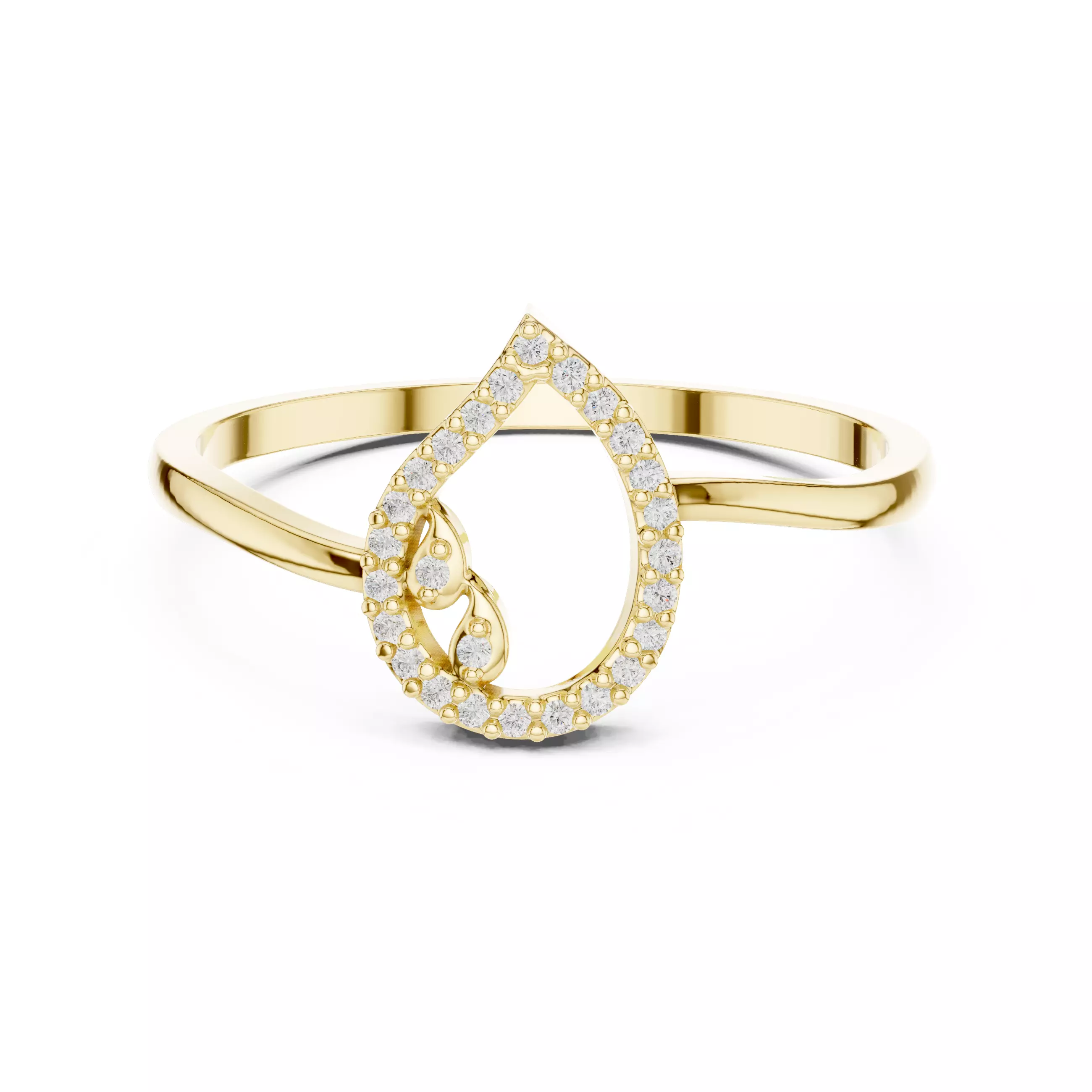 Round Diamond Pear Shape Engagement Ring 3DM STL Video 3D print model_1