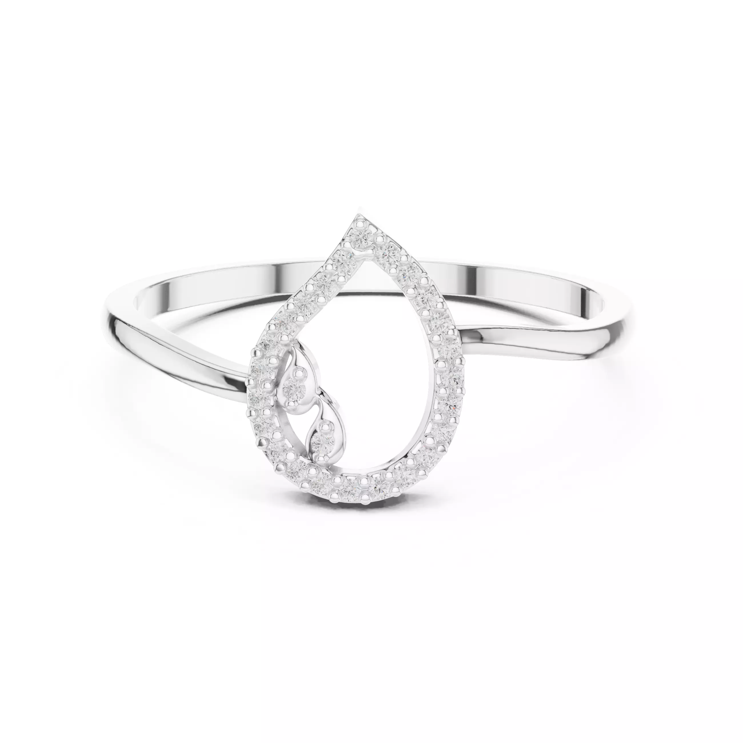 Round Diamond Pear Shape Engagement Ring 3DM STL Video 3D print model_2