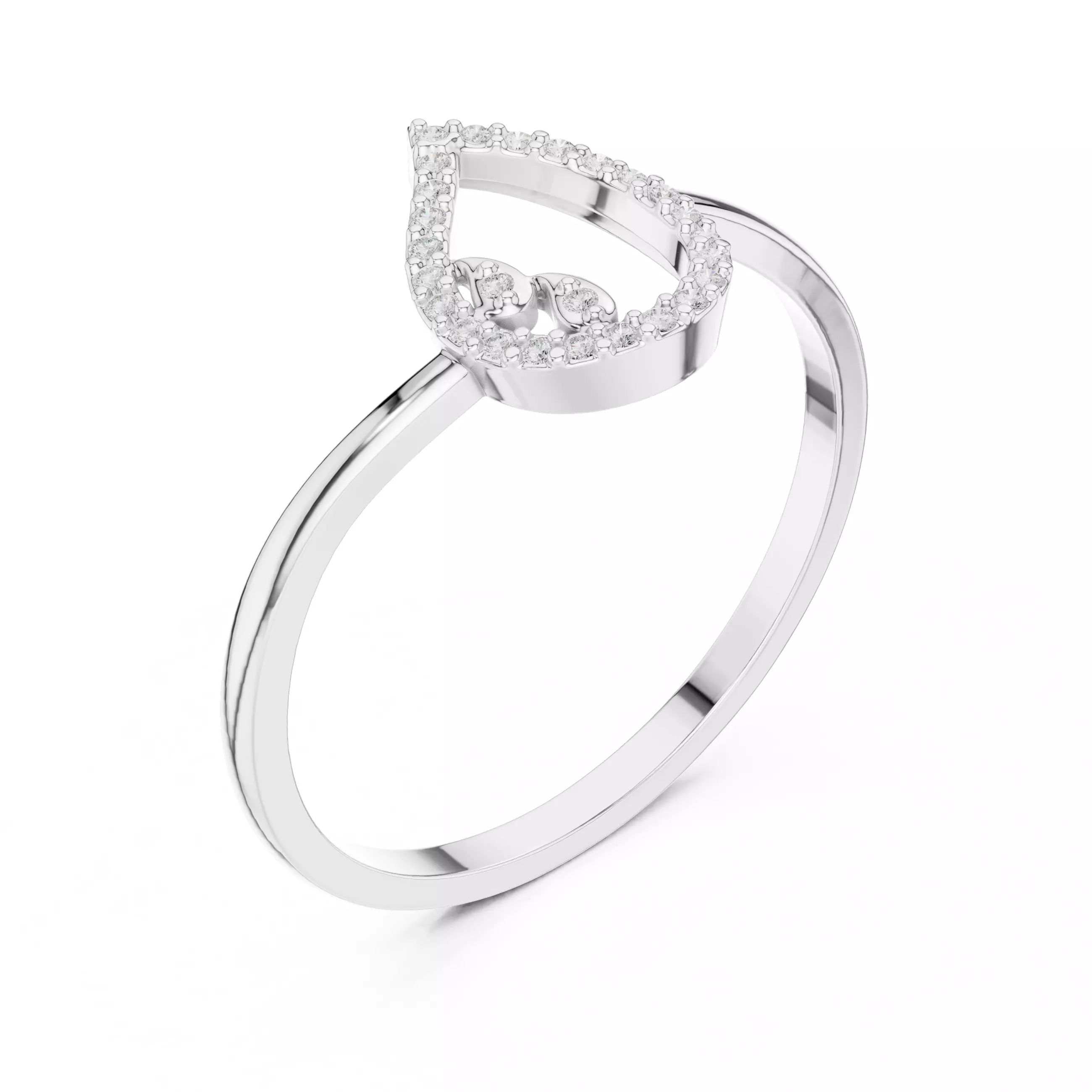 Round Diamond Pear Shape Engagement Ring 3DM STL Video 3D print model_10