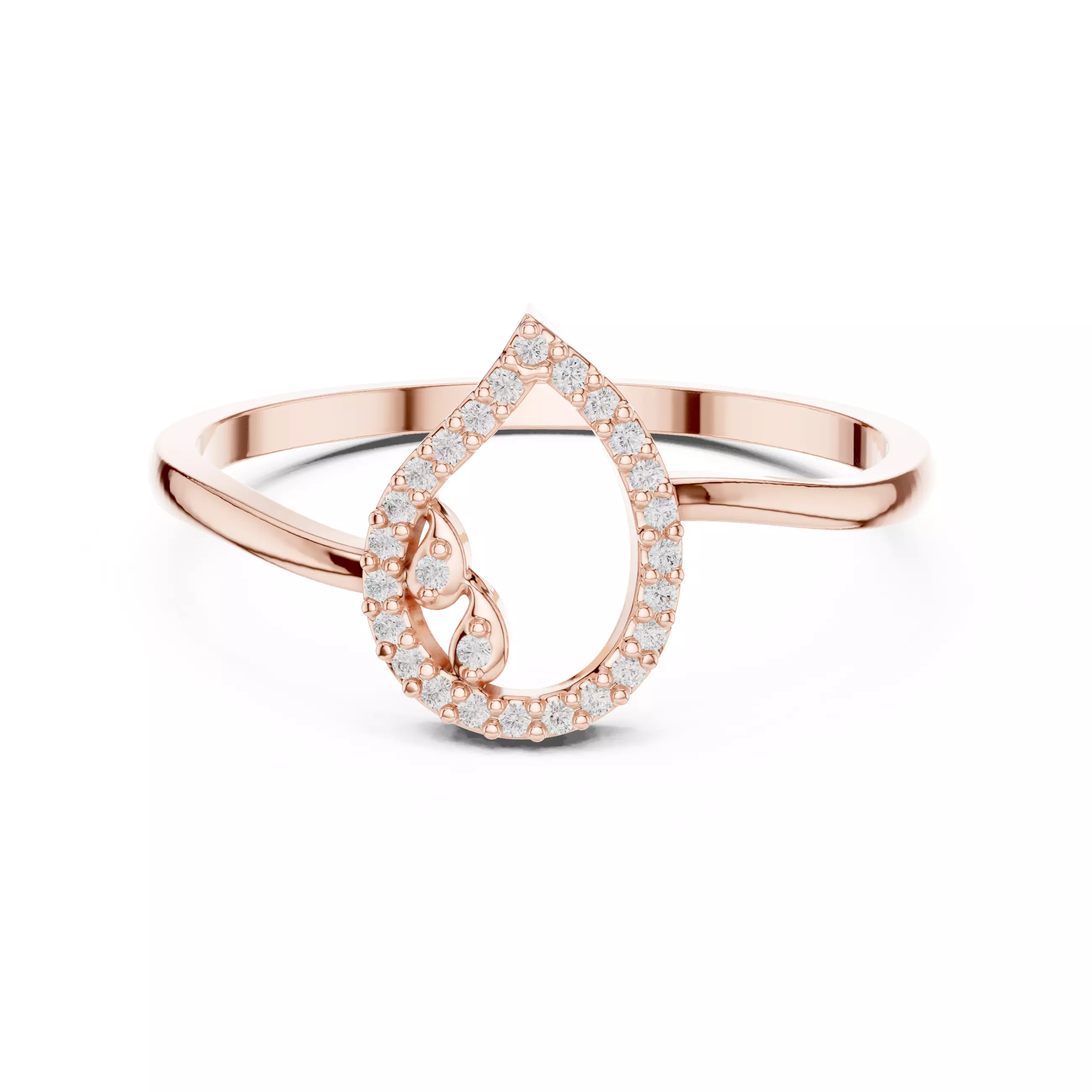 Round Diamond Pear Shape Engagement Ring 3DM STL Video 3D print model_0