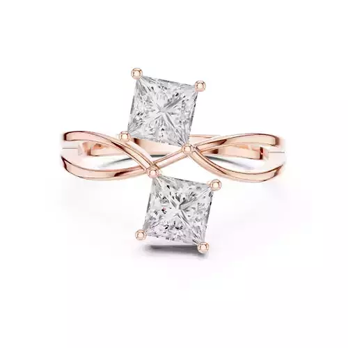 Toi Et Moi Princess Cut Diamond Engagement Ring 3DM STL Video